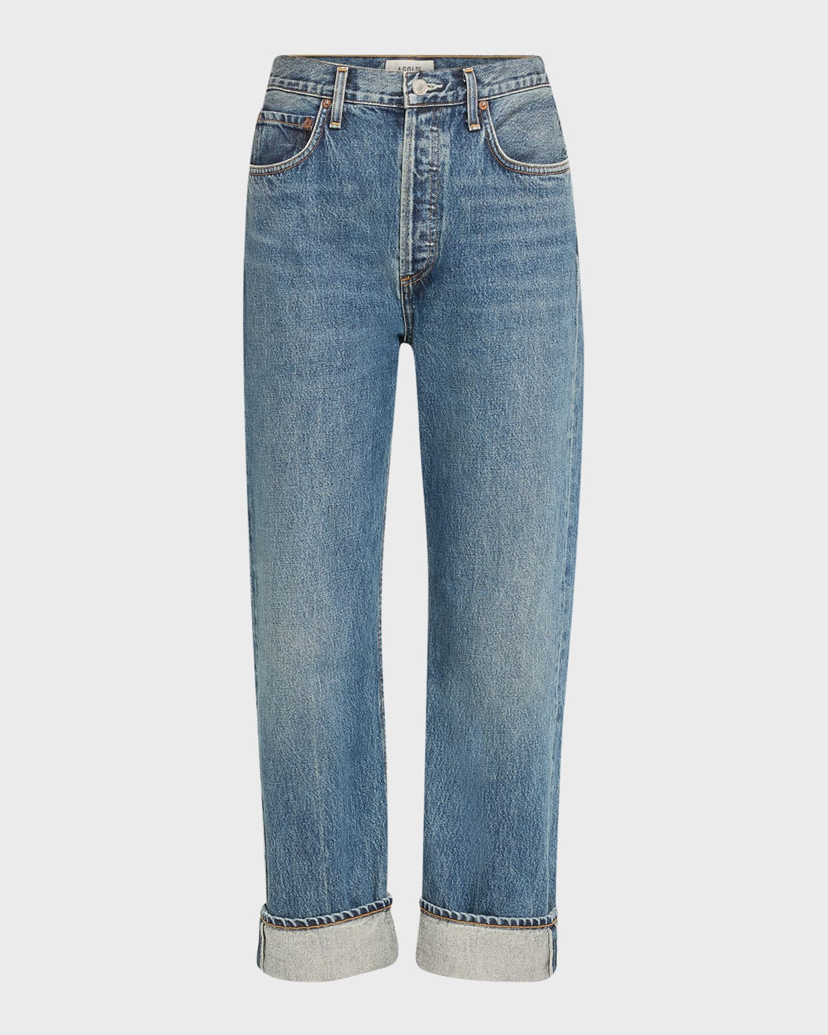 Agolde Fran High Rise Ankle Straight Jeans In Dwell In Dwell Med Ind