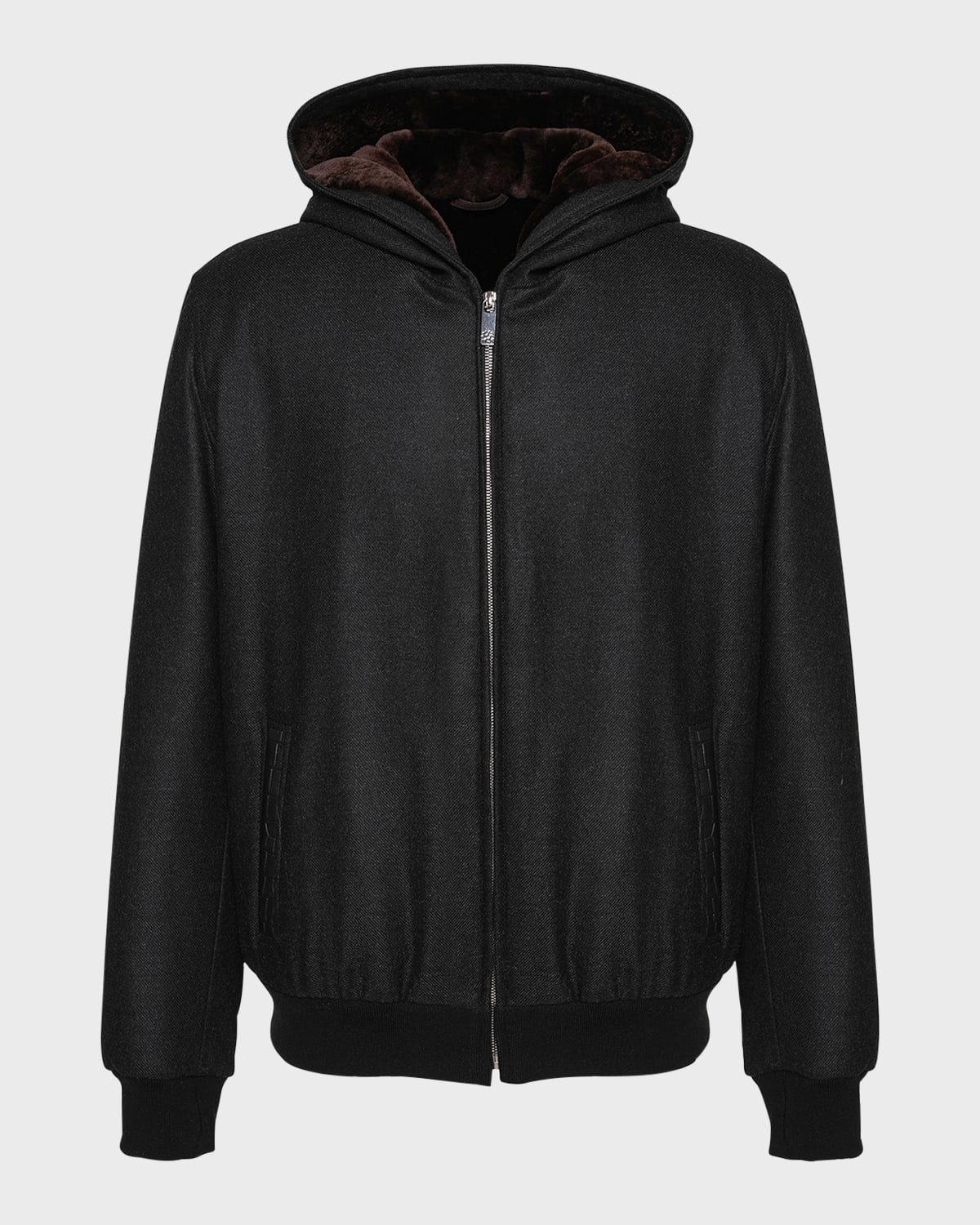 Gorski Men's Loro Piana Wool-cashmere Jacket With Select Shearling Lamb Lining In Black/brown