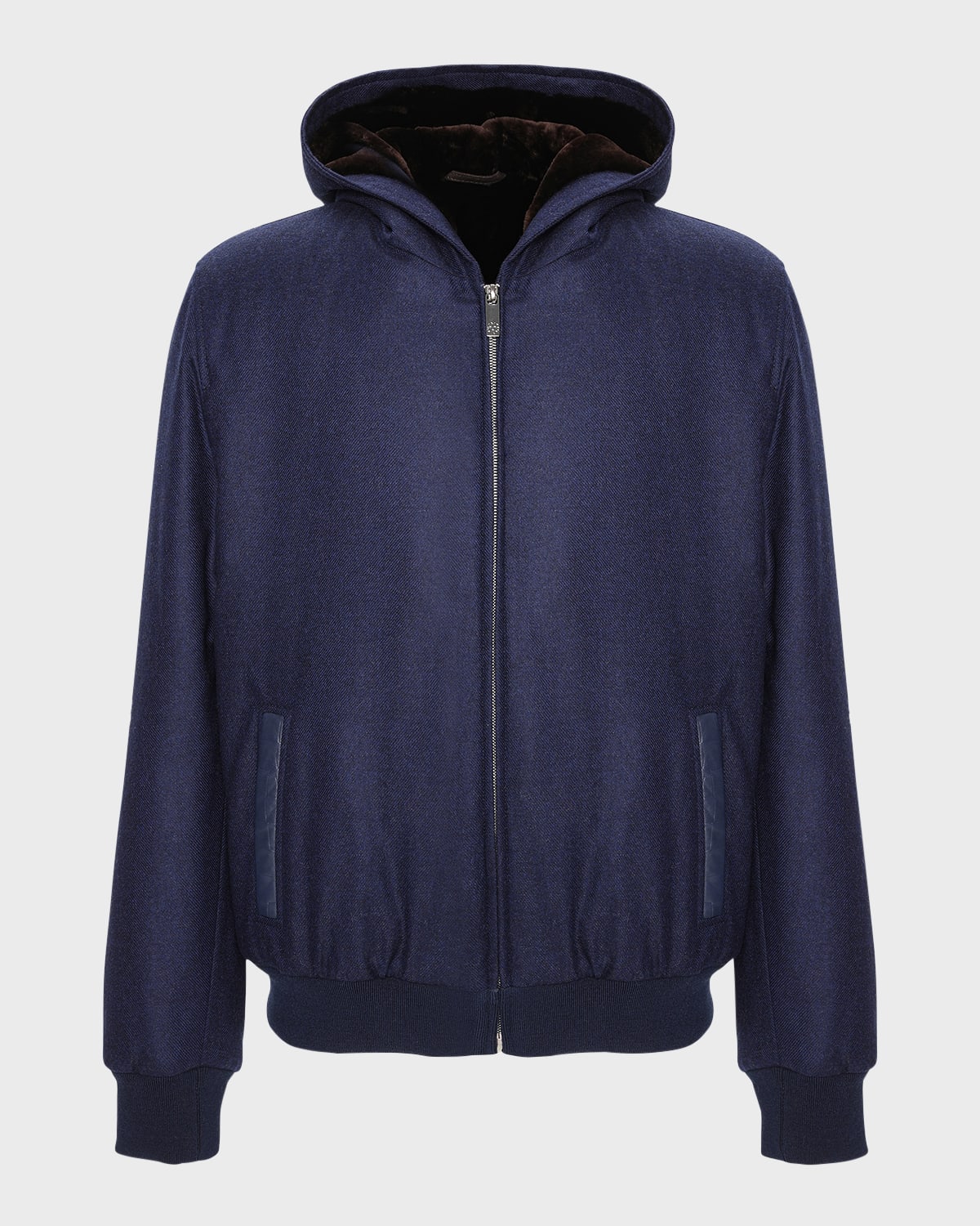 Gorski Men's Loro Piana Wool-cashmere Jacket With Select Shearling Lamb Lining In Navy/brown