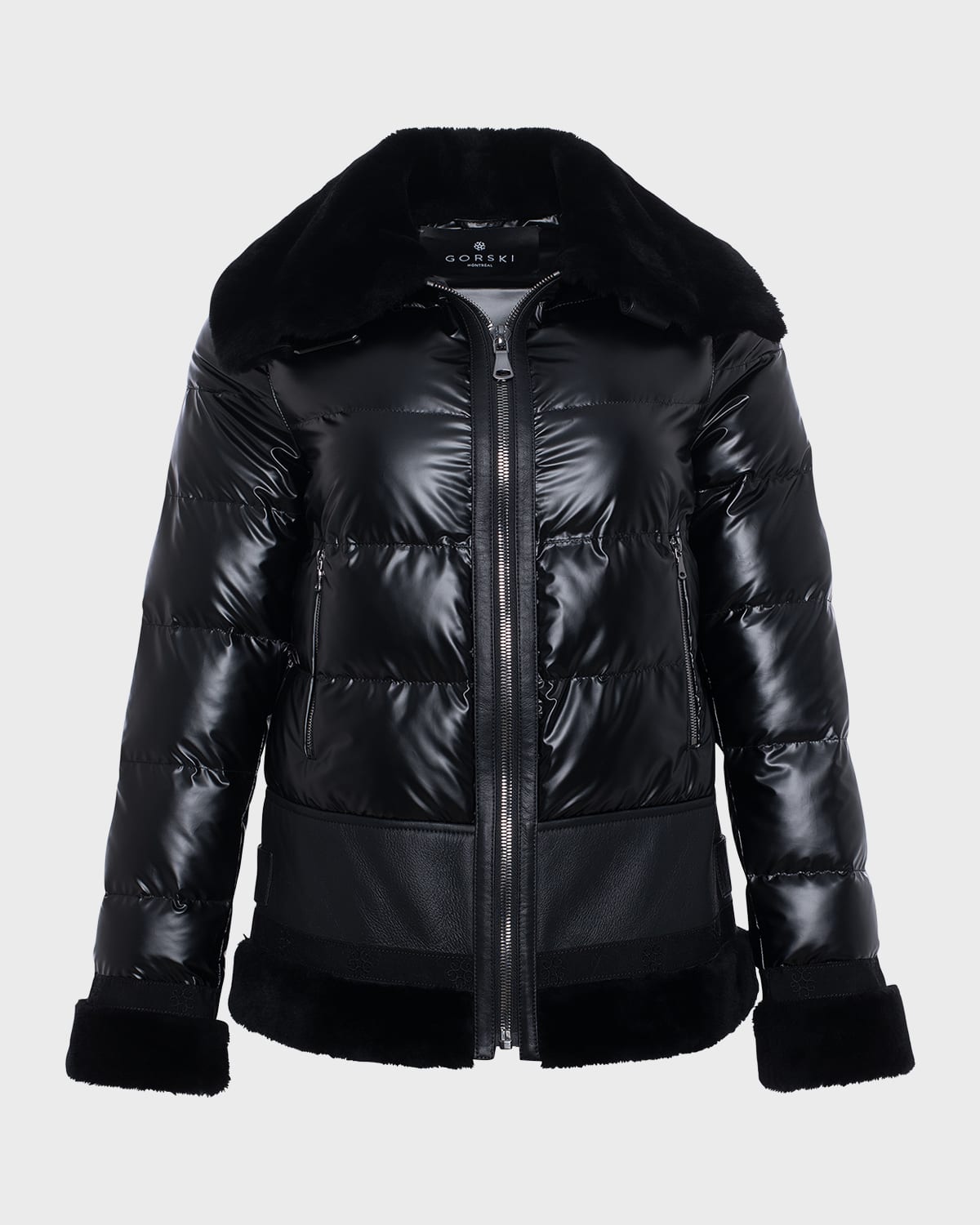 Gorski Shiny Quilted Jacket With Lamb Shearling Trim Smart Closet