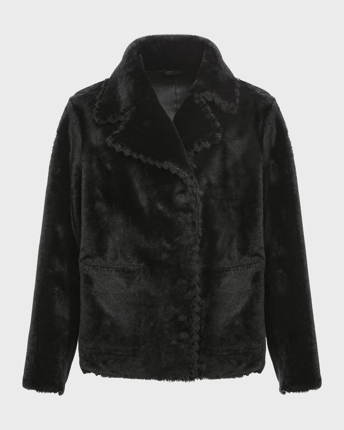 Gorski Reversible Lamb Shearling Jacket With Embroidered Trim In Black