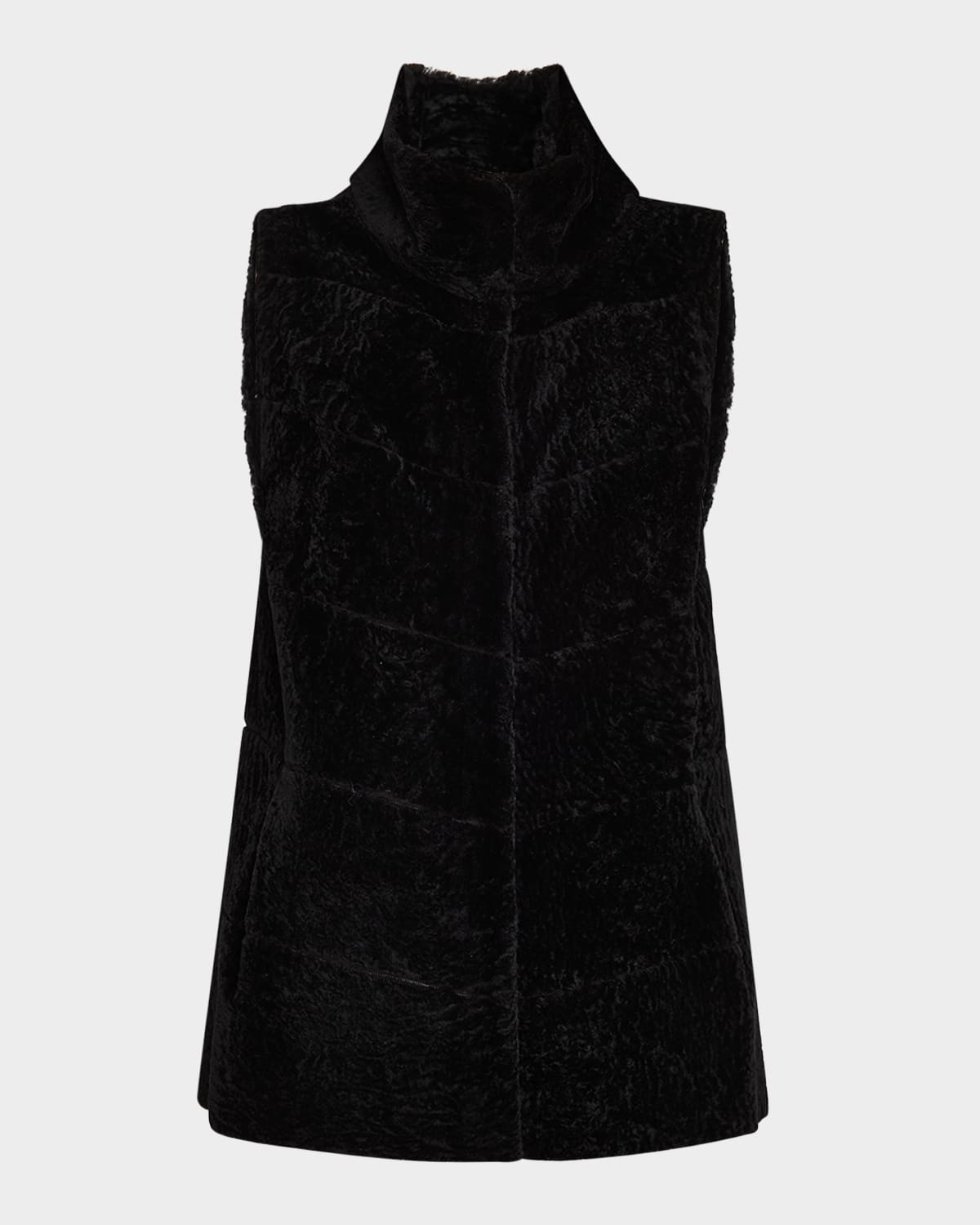 Reversible Textured Lamb Shearling Vest