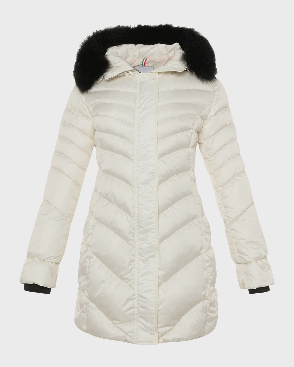 Gorski Apres-ski Jacket With Detachable Toscana Lamb Shearling Hood Trim In Ivory/black
