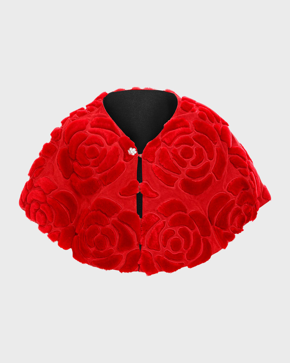 Select Shearling Lamb Floral Embroidered Suede Reversible Stole