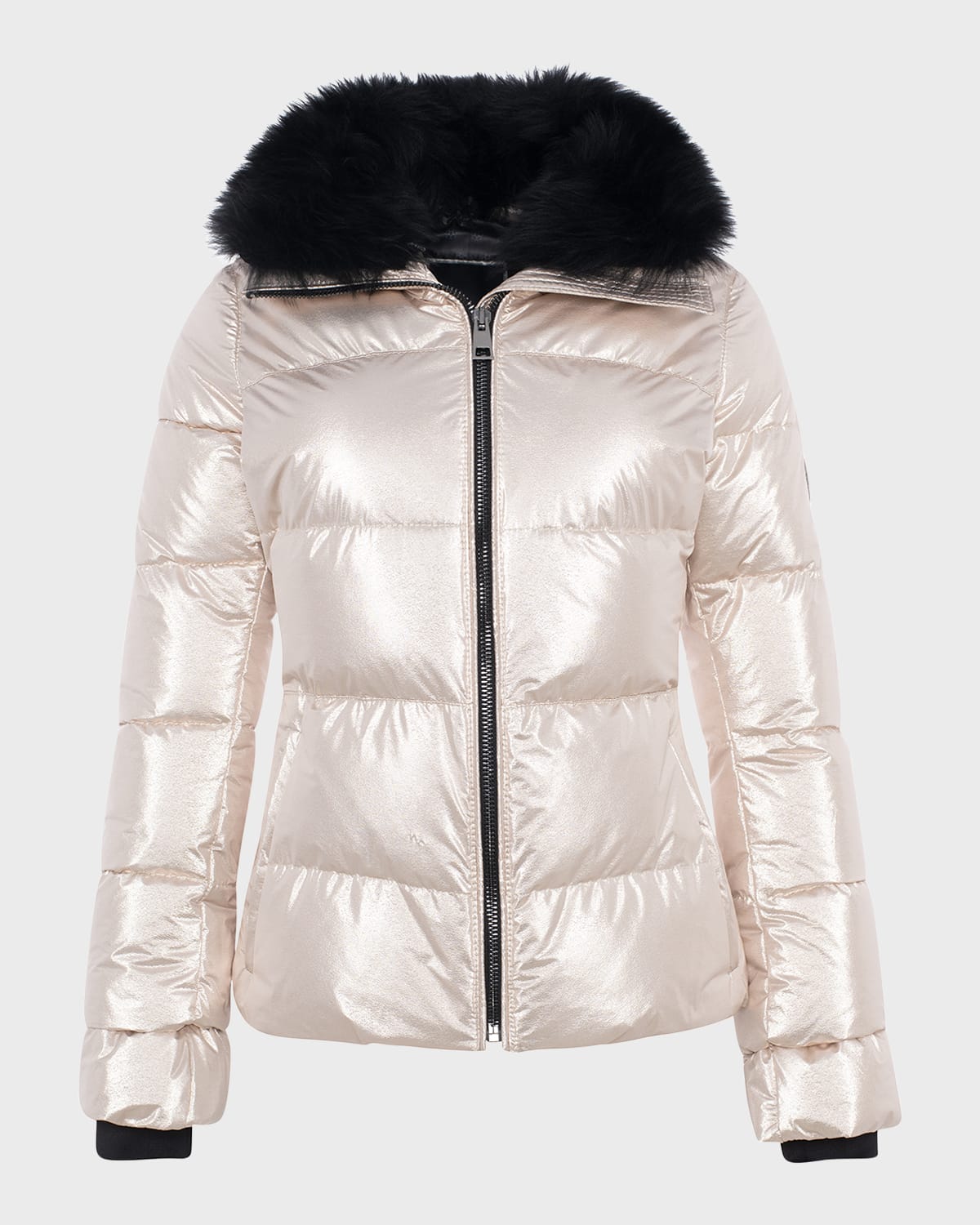 Gorski Apres-ski Jacket With Detachable Toscana Lamb Shearling Collar In Gold/black