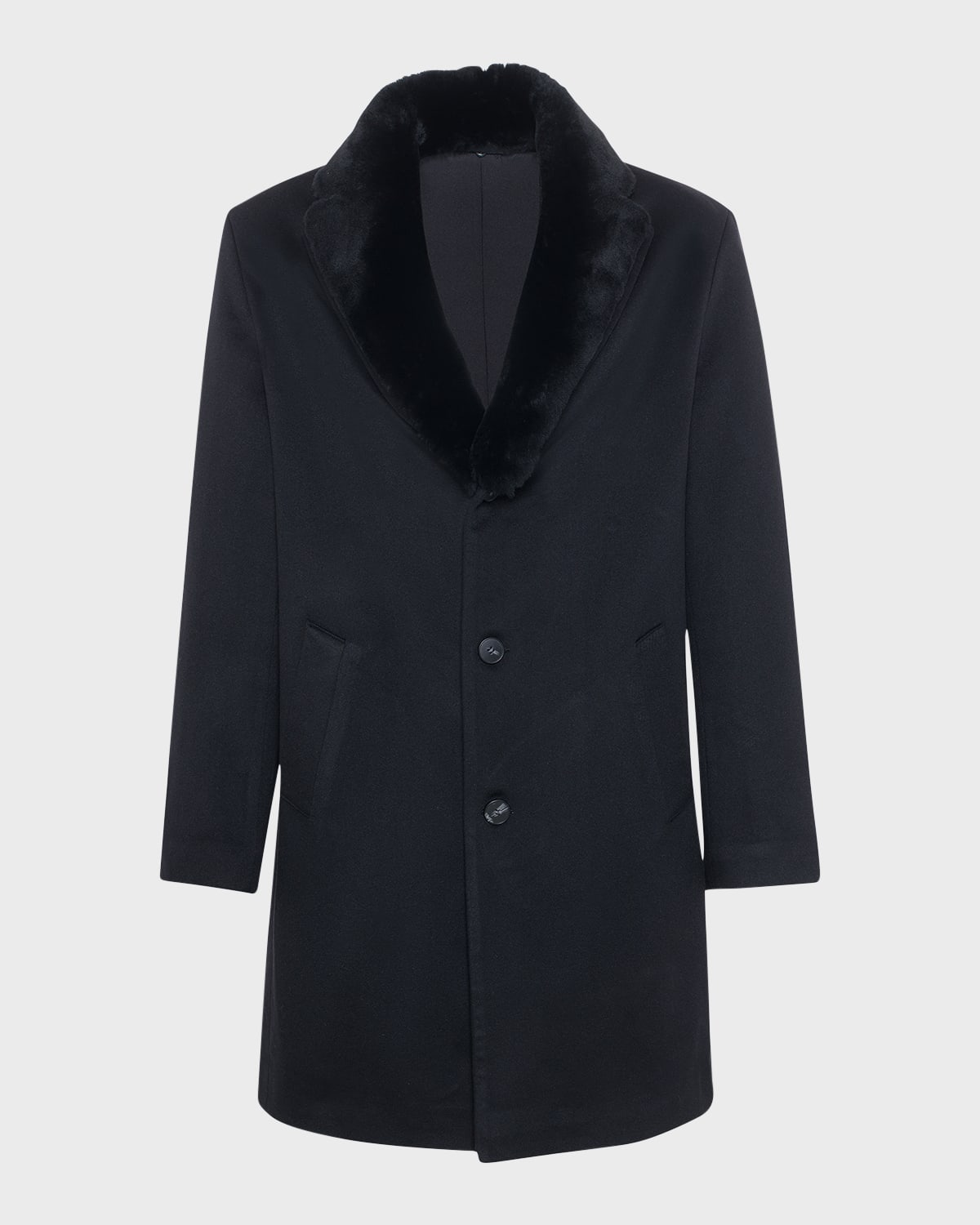 Men's Loro Piana Cashmere Short Coat with Detachable Lamb Shearling Collar