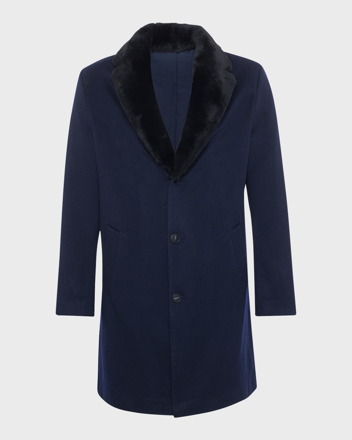 Men's Loro Piana Cashmere Short Coat with Detachable Lamb Shearling Collar