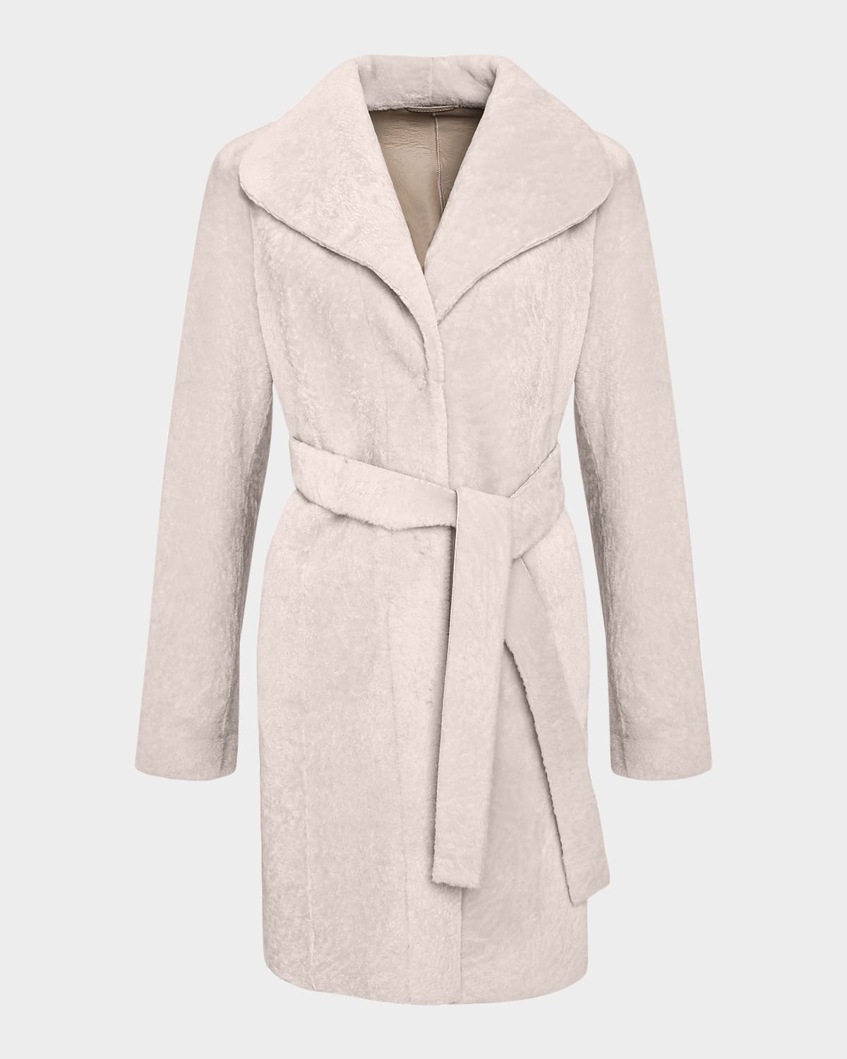 Gorski Textured Lamb Shearling Reversible Stroller Coat With Belt In Cream