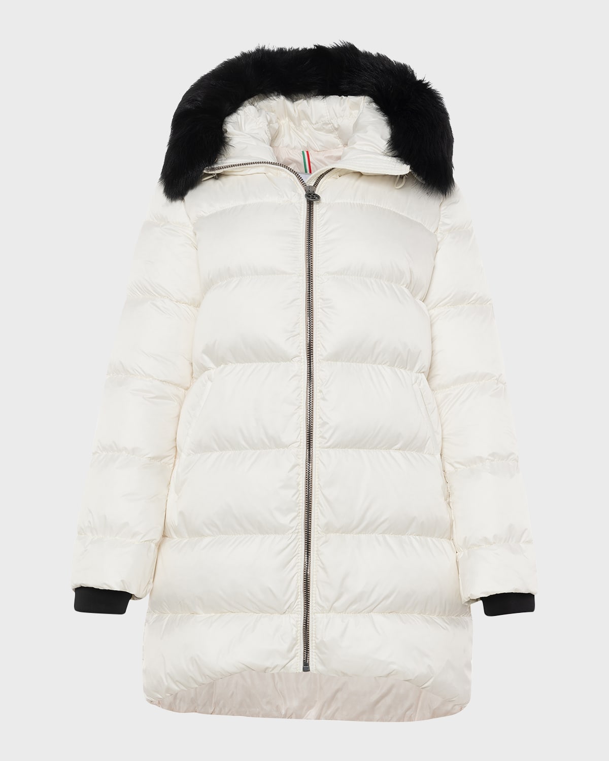 Gorski Apres-ski Jacket With Detachable Toscana Lamb Shearling Hood Trim In Ivory/black
