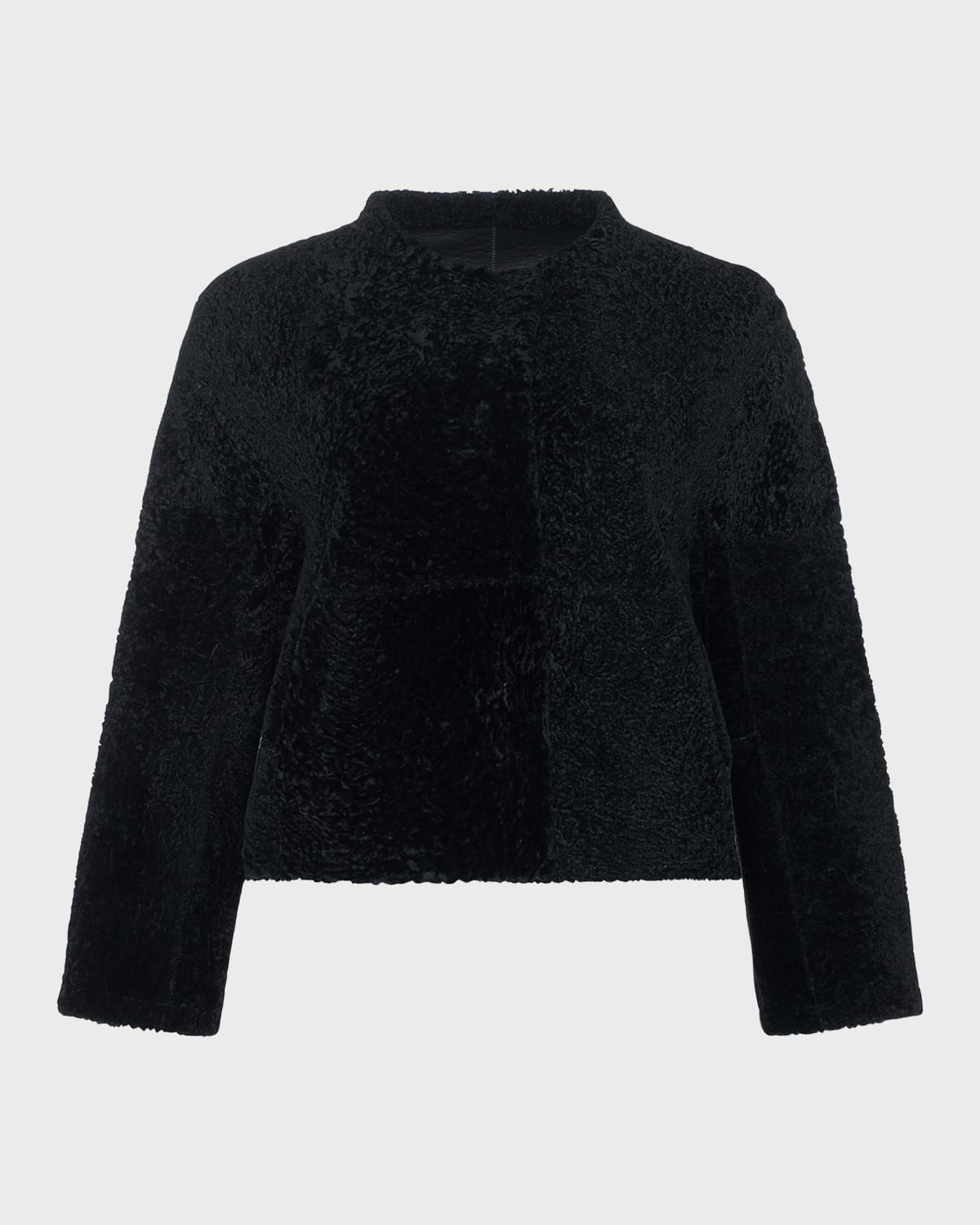 Gorski Reversible Collarless Shearling Lamb Jacket In Black