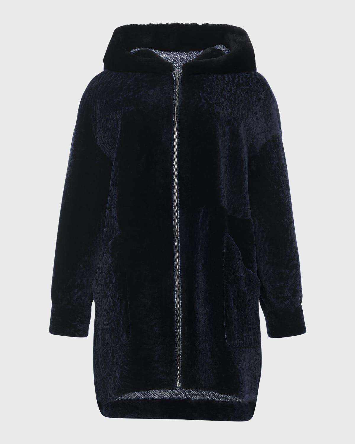 Reversible Lamb Shearling Hooded Parka Jacket