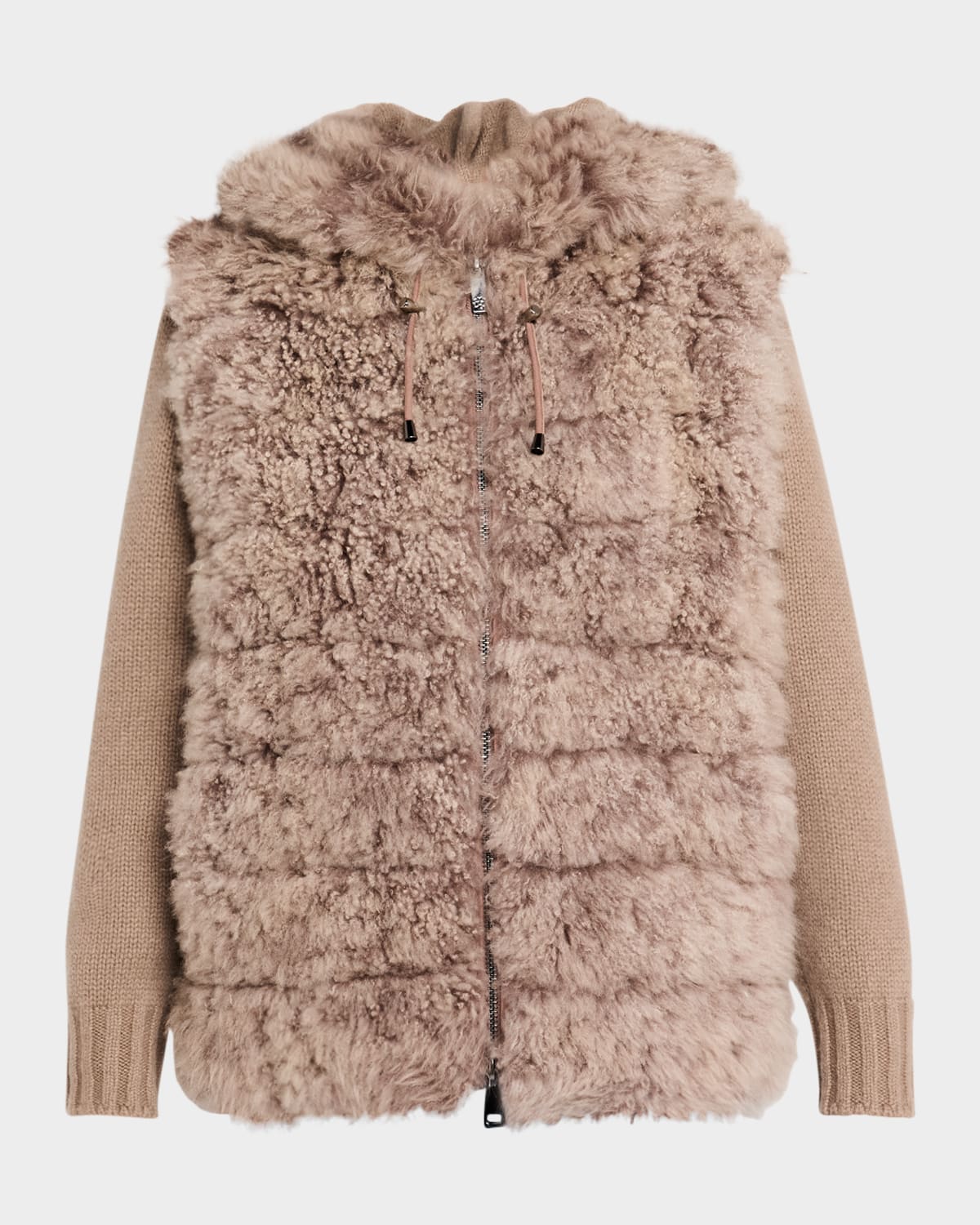 Select Cashmere Goat Parka with Cashmere Cable-Knit
