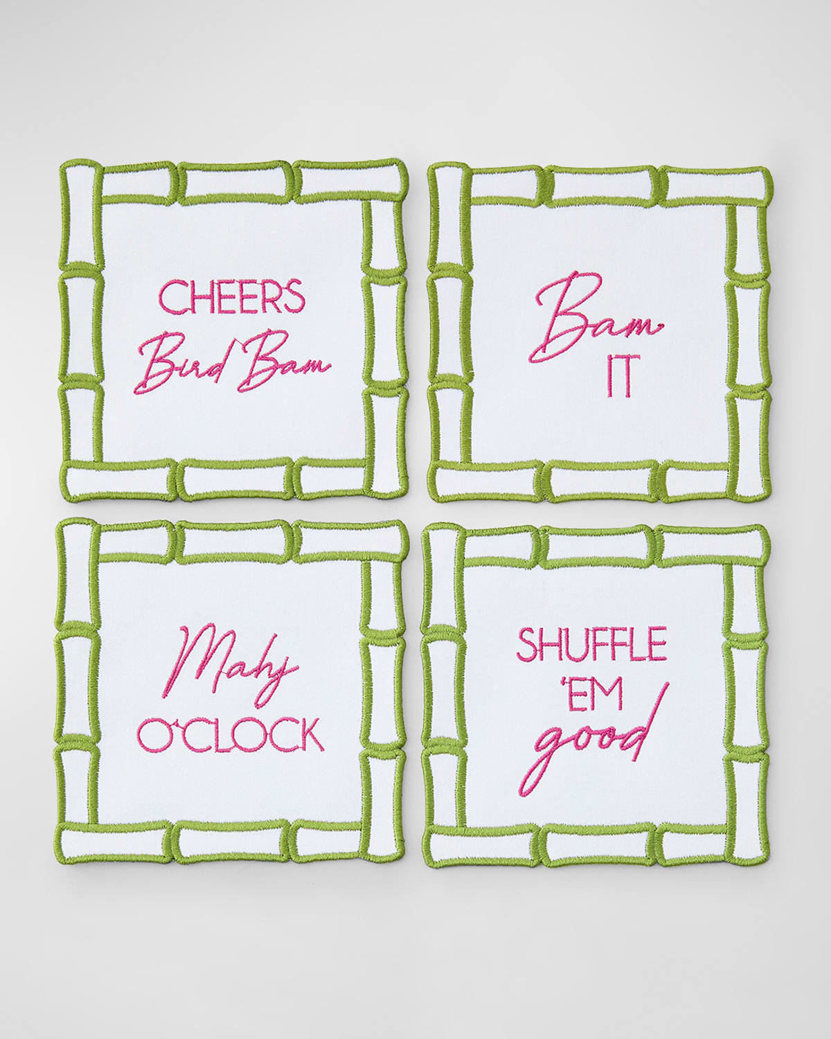 Oh My Mahjong Bamboo Mahjong Cocktail Napkins, Set Of 4
