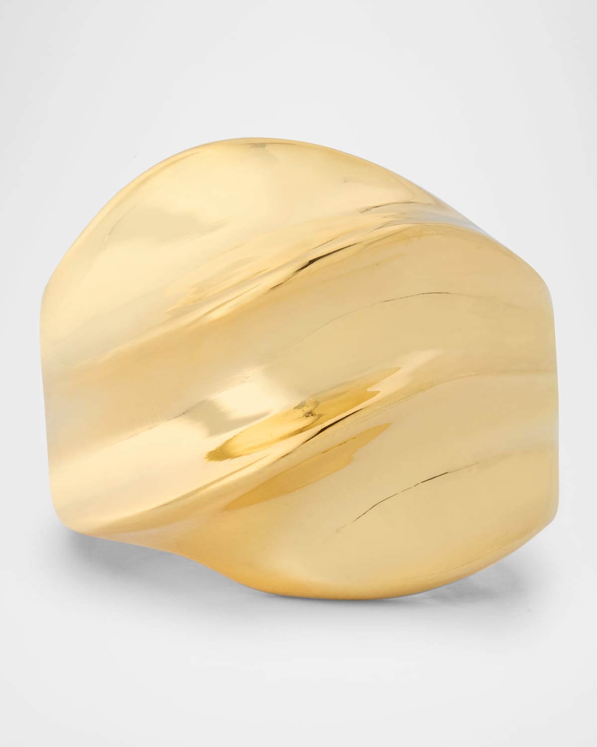 Polished Gold Crossover Dome Adjustable Statement Ring