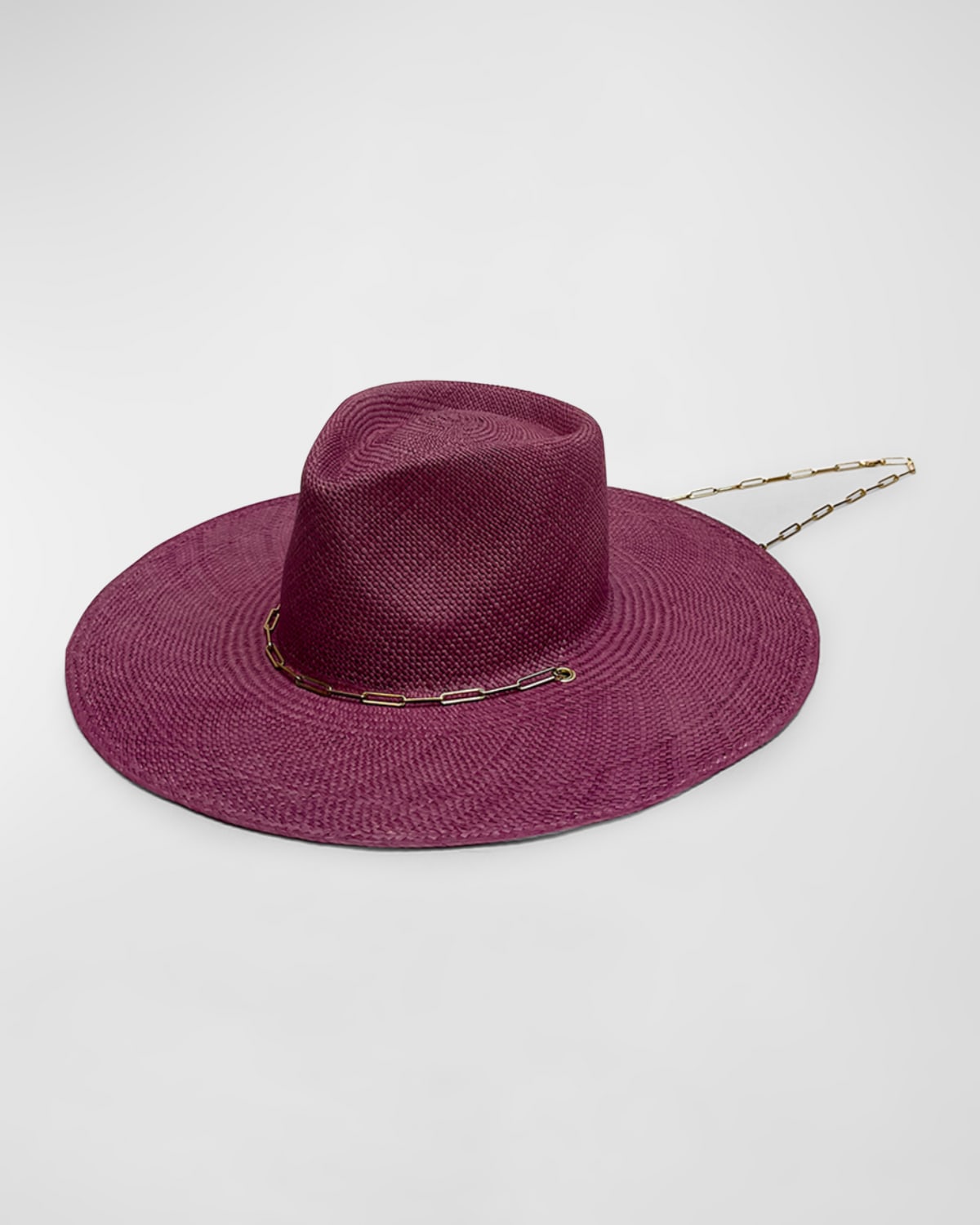 Livy Junior Straw Large Brim Hat With Chain