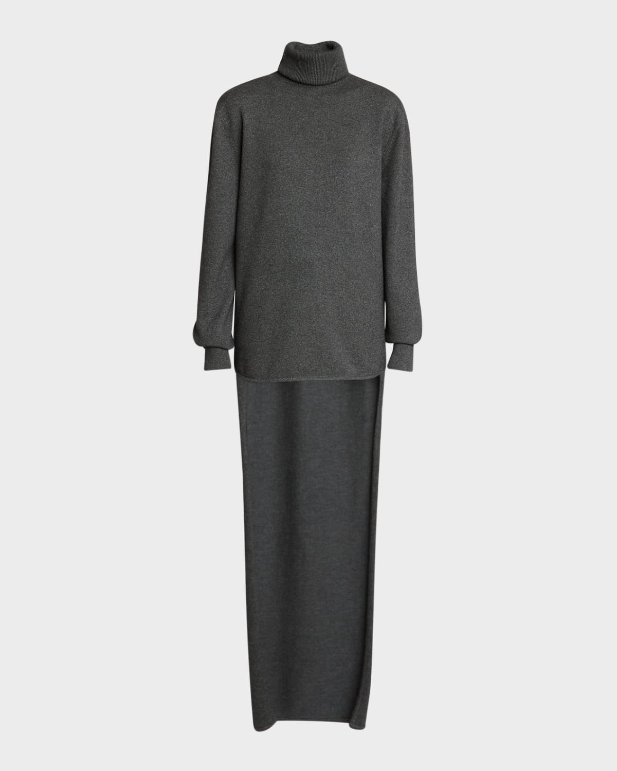 Turtleneck Long-Back Wool-Cashmere Sweater
