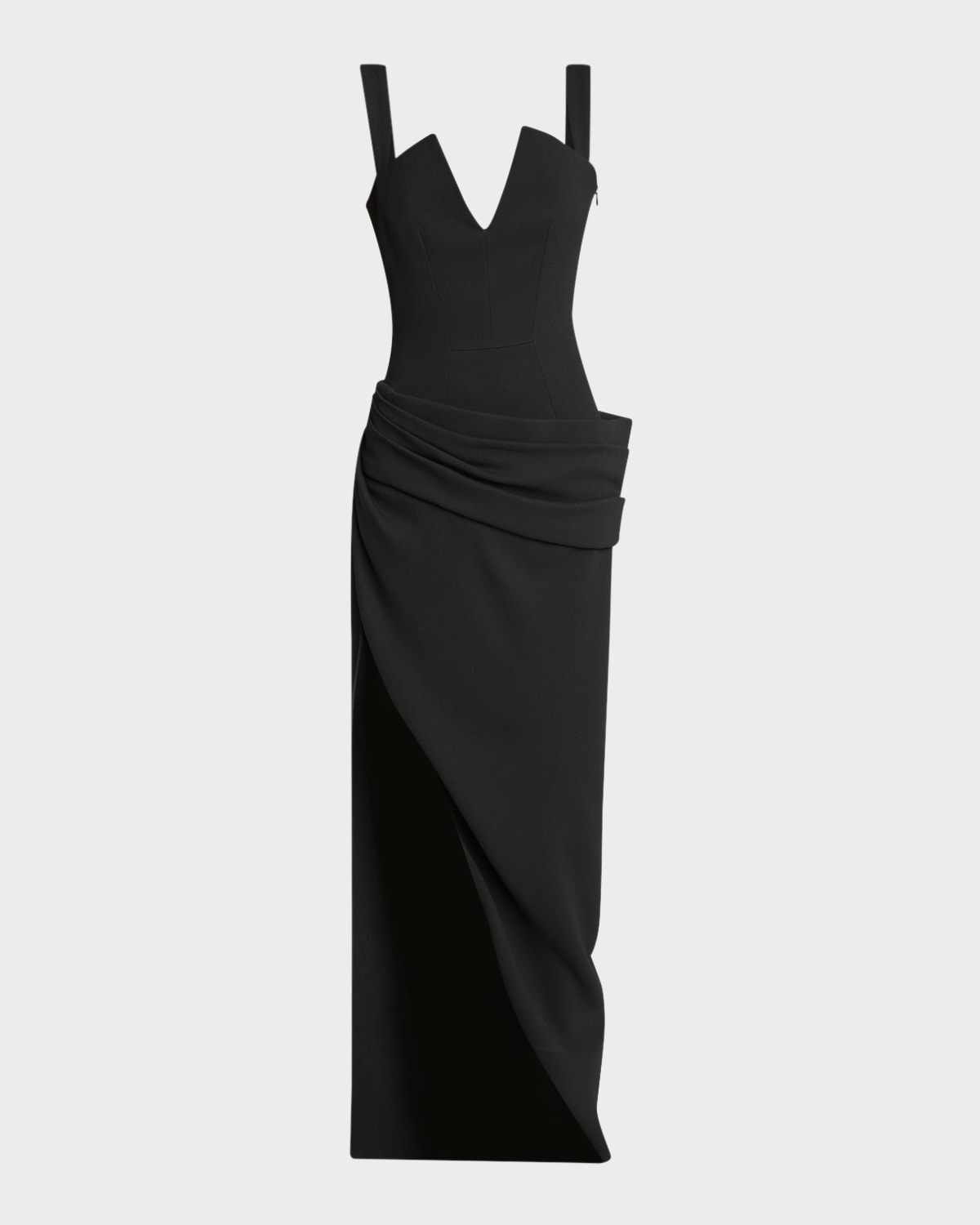 Givenchy Draped Sleeveless Slit Gown In Black
