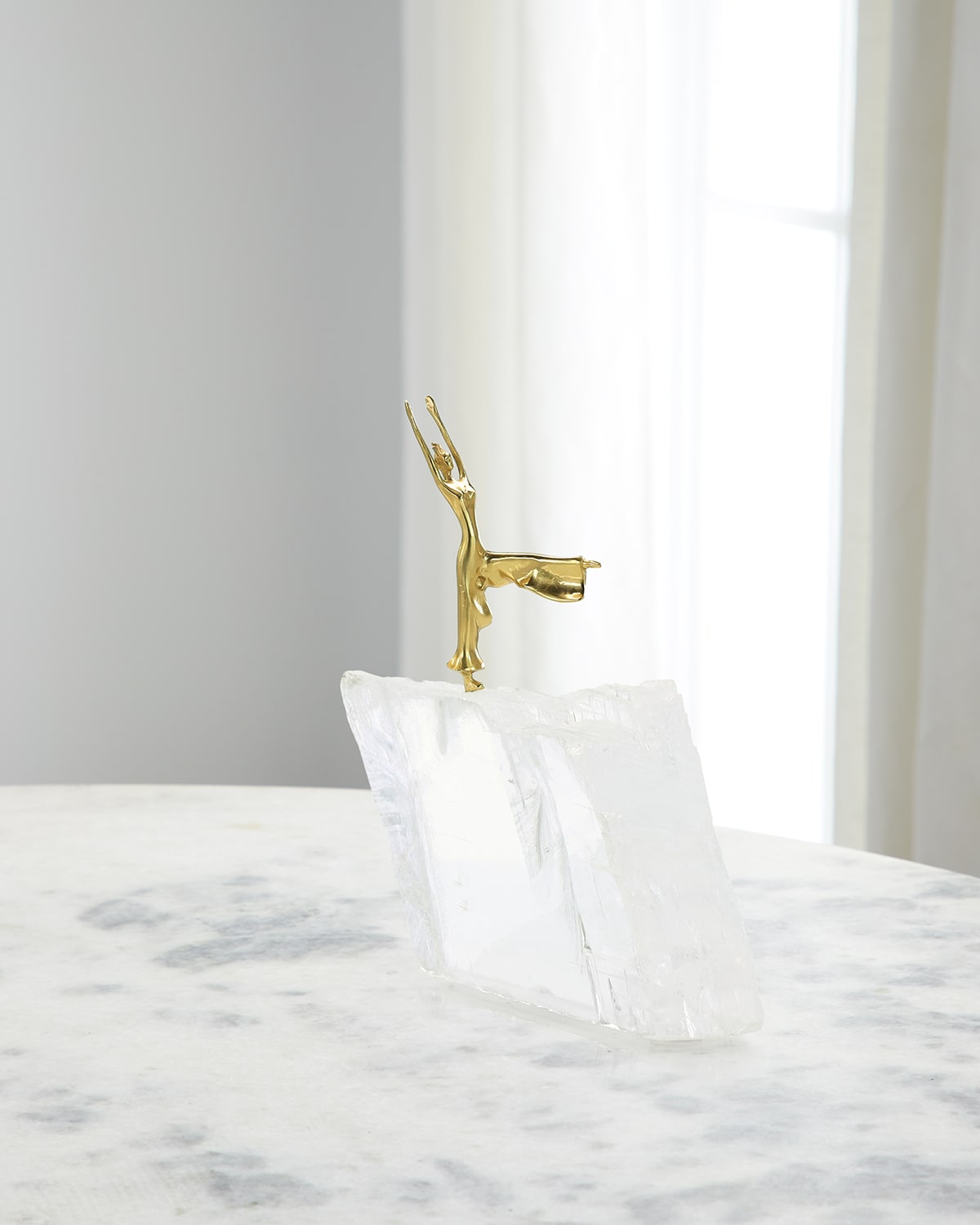 John-richard Collection Ethereal Dancer Sculpture On Selenite Ii In Gold