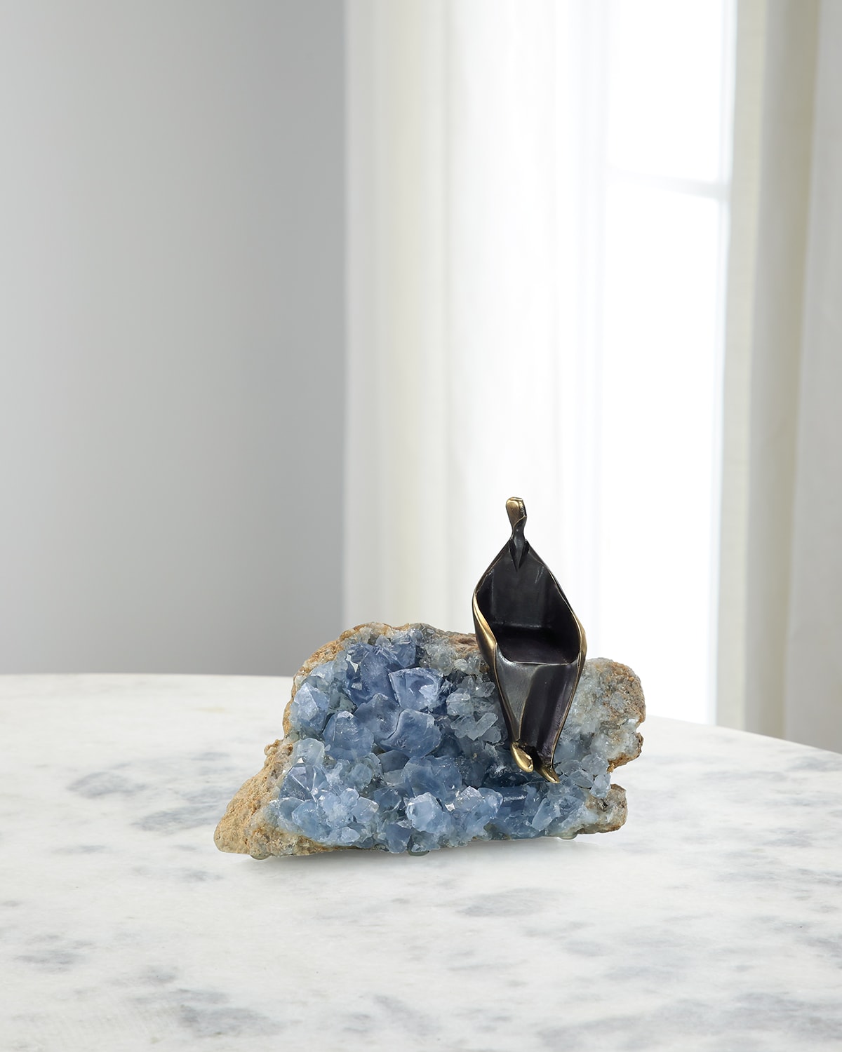 John-richard Collection Cloaked Figure Sculpture On Kyanite Iii In Black