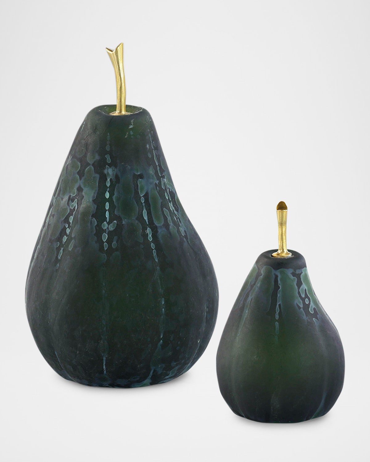 John-richard Collection Glass Pear Sculptures, Set Of 2 In Green