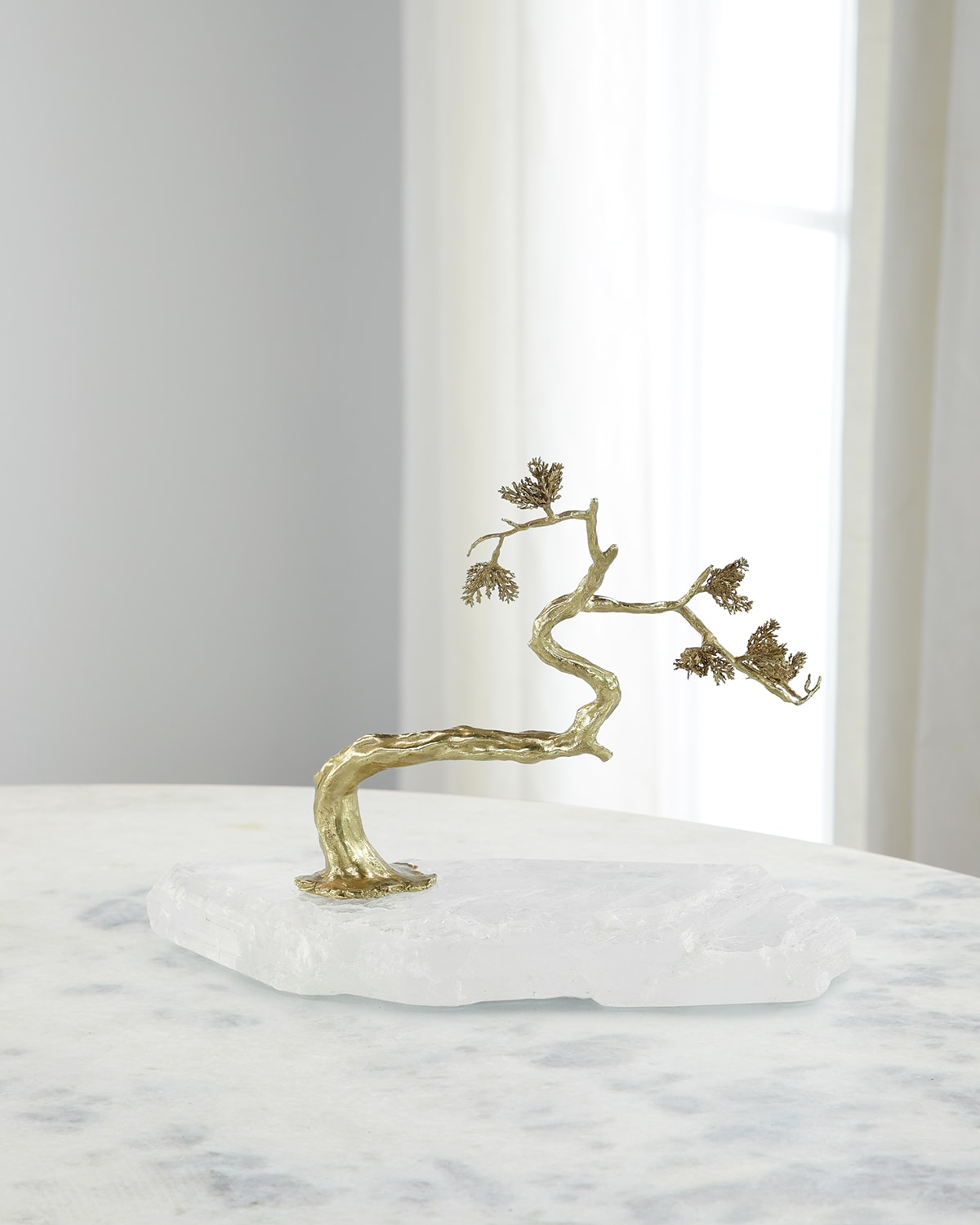 John-richard Collection Winding Brass Tree On Selenite Ii In Gold
