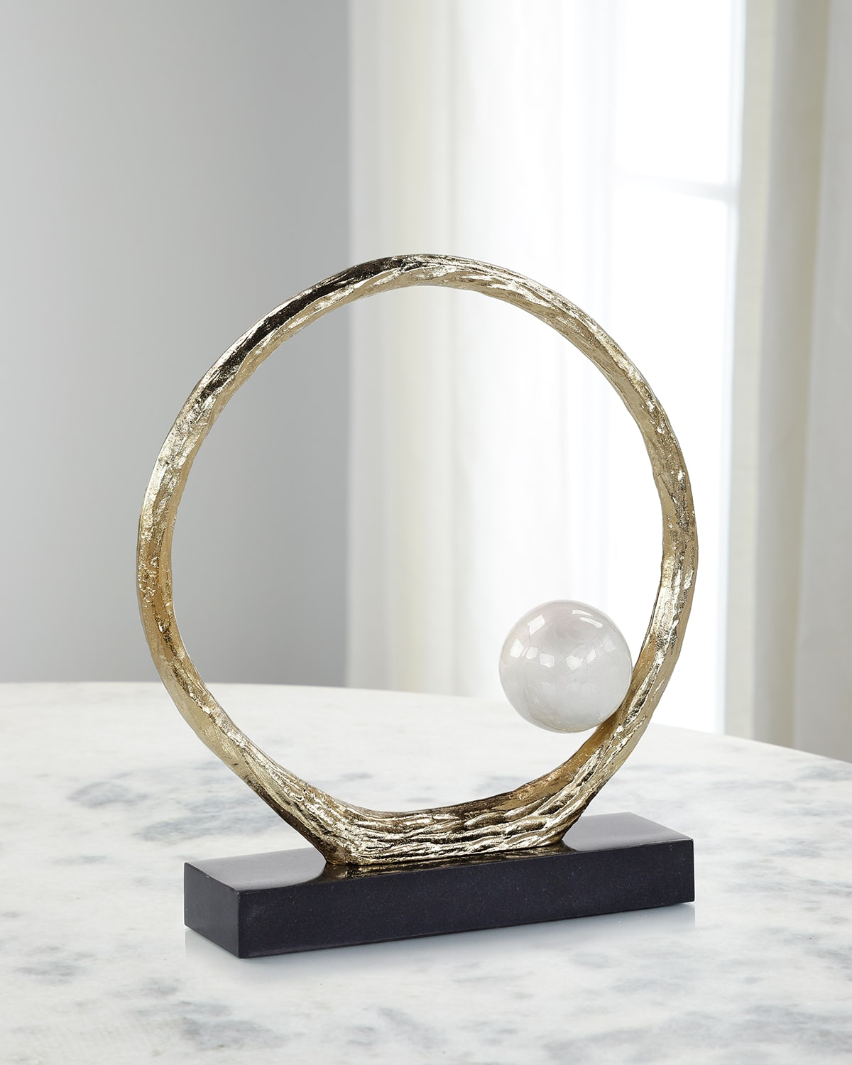 John-richard Collection Anello Di Perle Sculpture On Iron Base, Large In White
