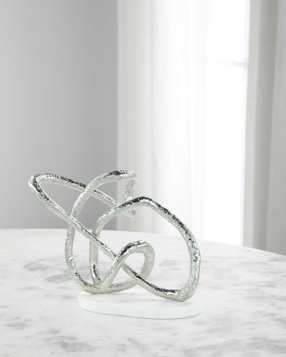 John-richard Collection Tangled Sculpture On Marble Base, 25" In Silver