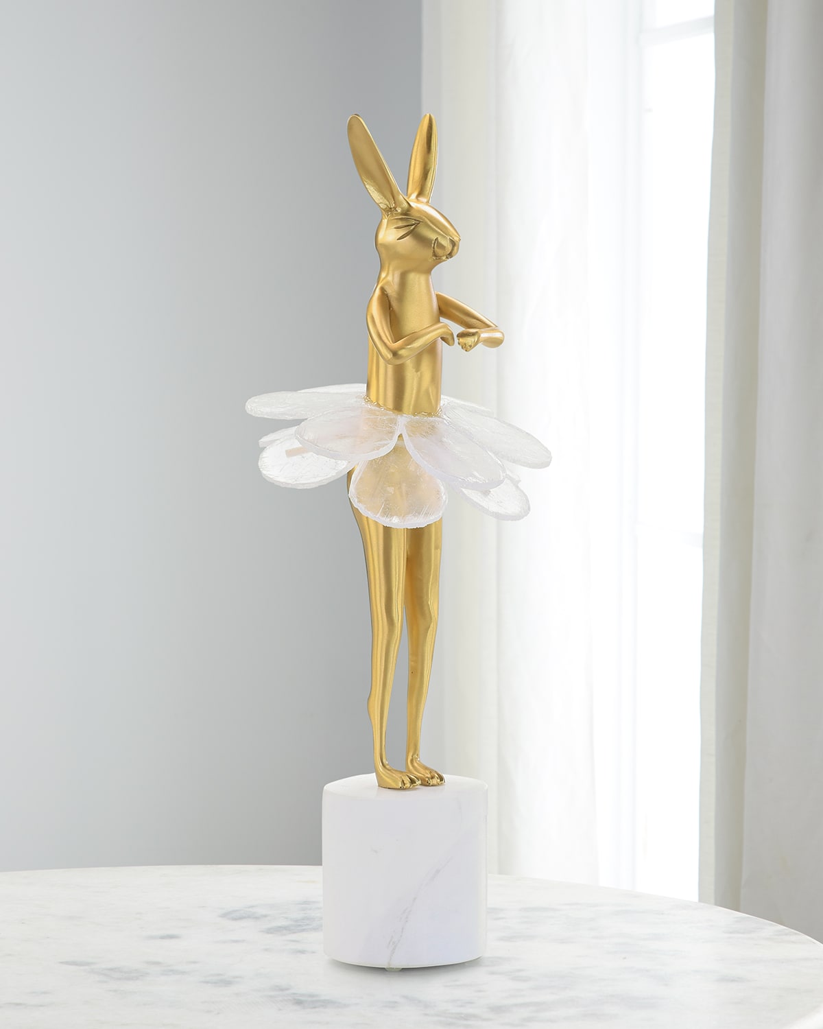 John-richard Collection Ballerina Bunny 15" Sculpture On Marble Base Ii In Gold