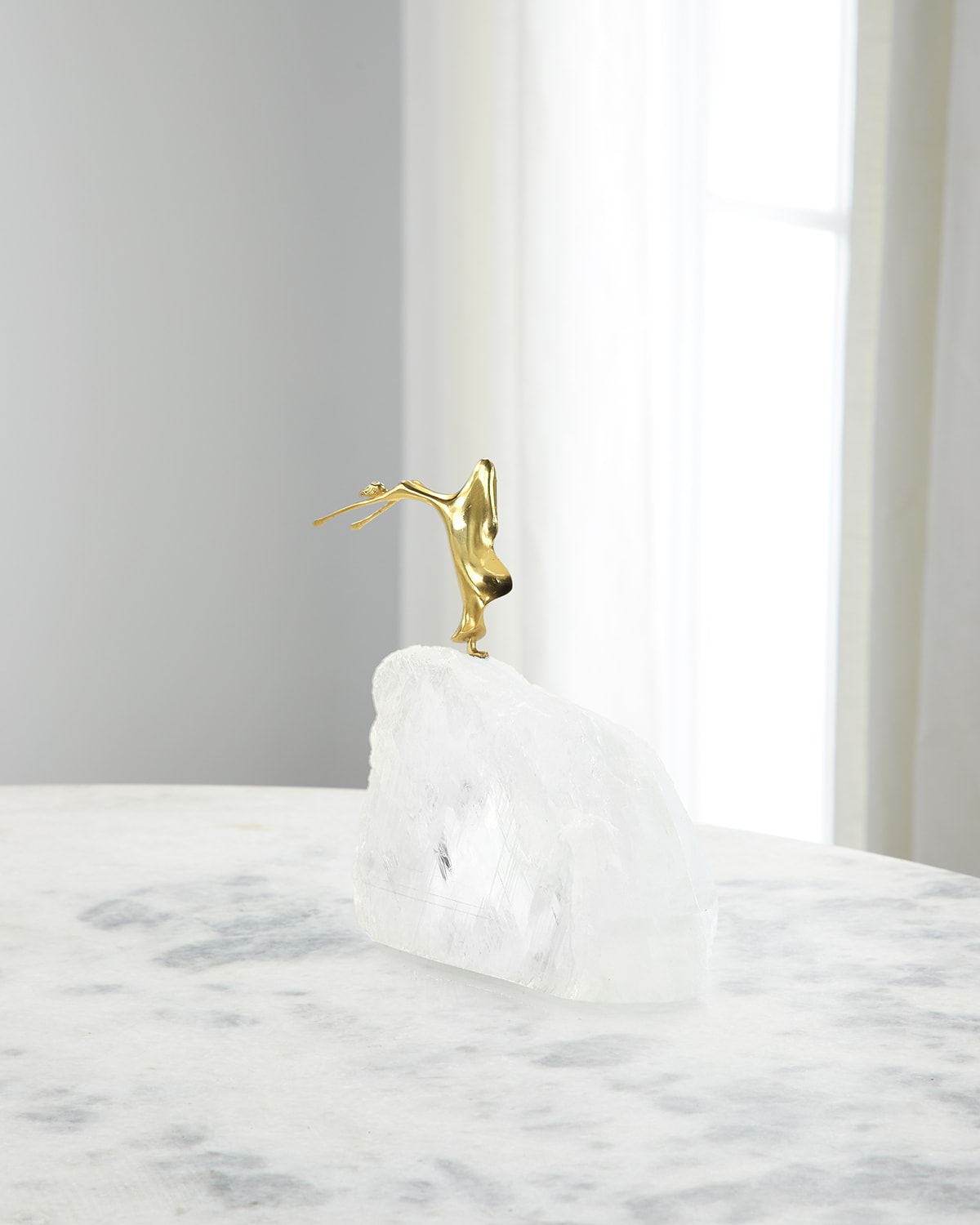 John-richard Collection Ethereal Dancer 7" Sculpture On Selenite Iii In White