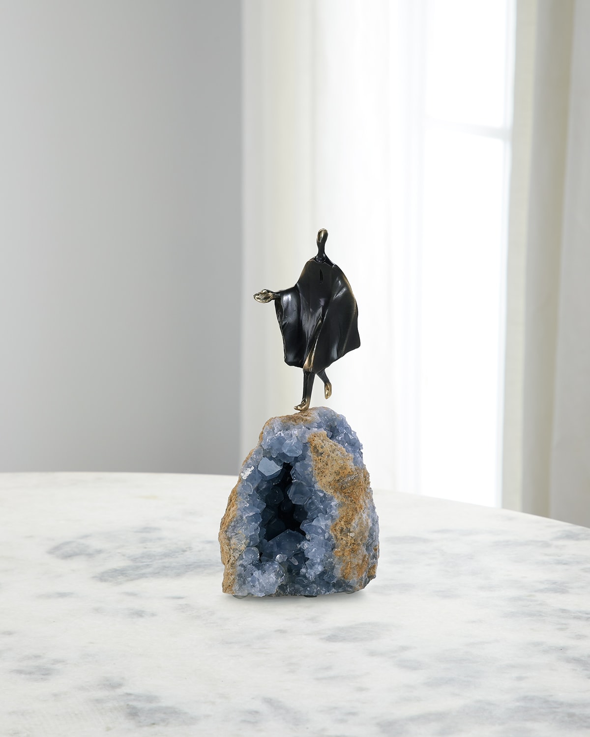 John-richard Collection Cloaked Figure Sculpture On Kyanite I In Black