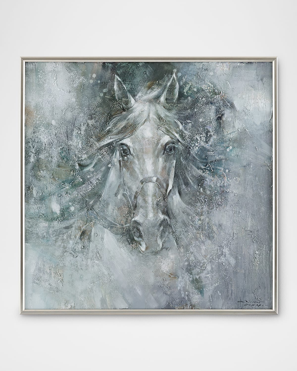 John-richard Collection Starlit Stallion Original Painting By Lm Zhou In Grey
