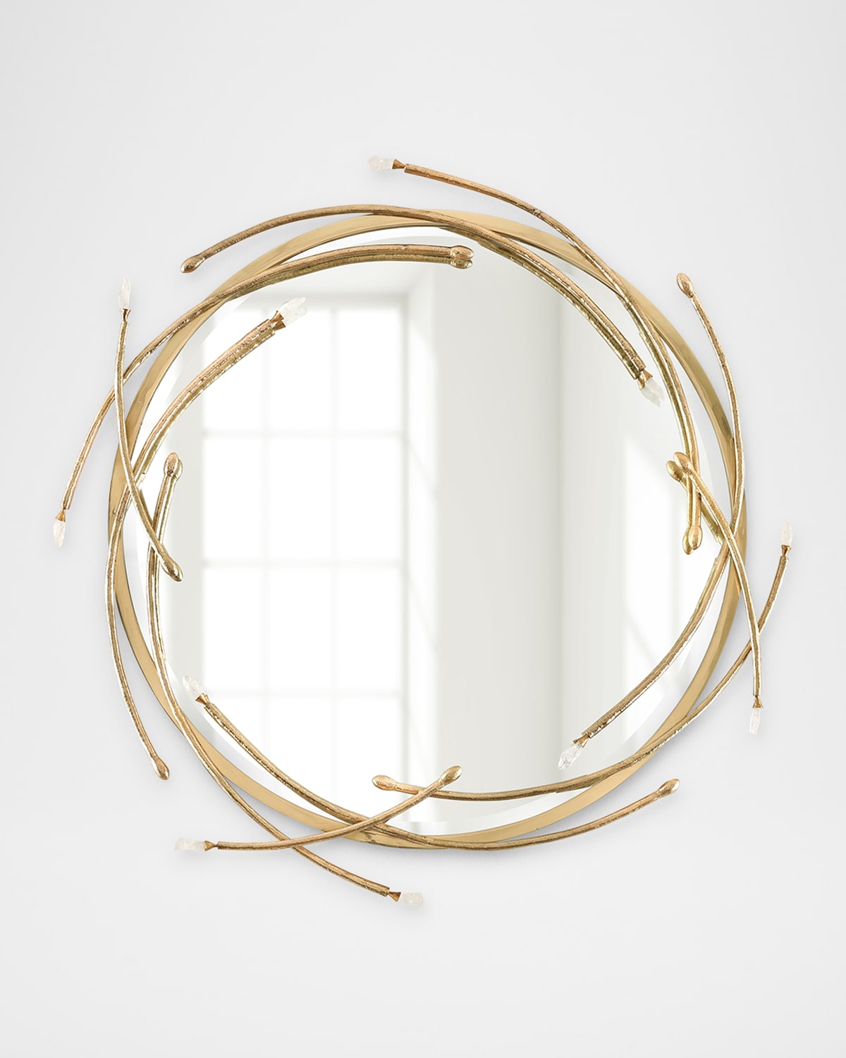 John-richard Collection Entrata Quartz Spiral 37" Wall Mirror In Gold