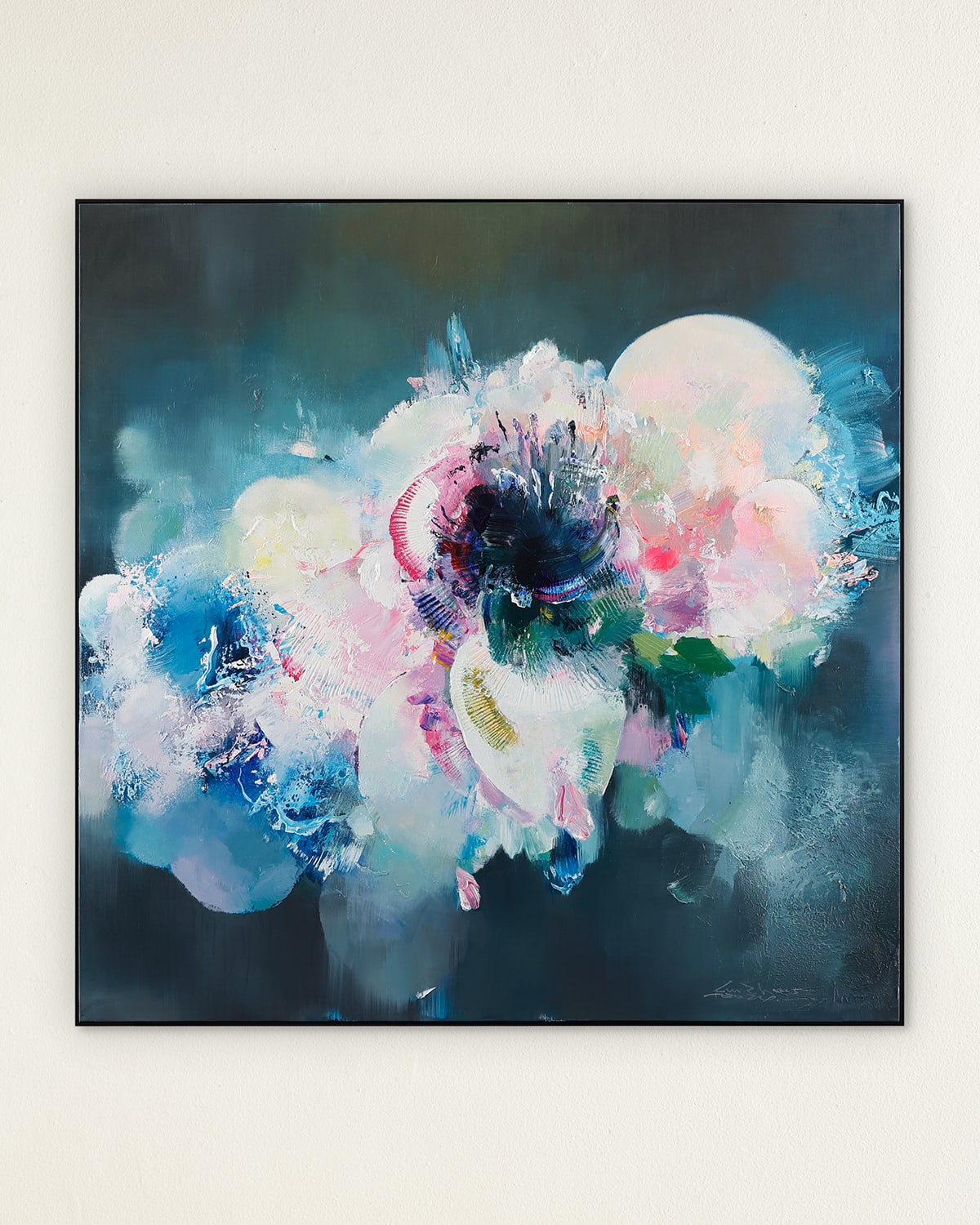 John-richard Collection Cosmic Bloom I Original Painting By Lm Zhous In Blue