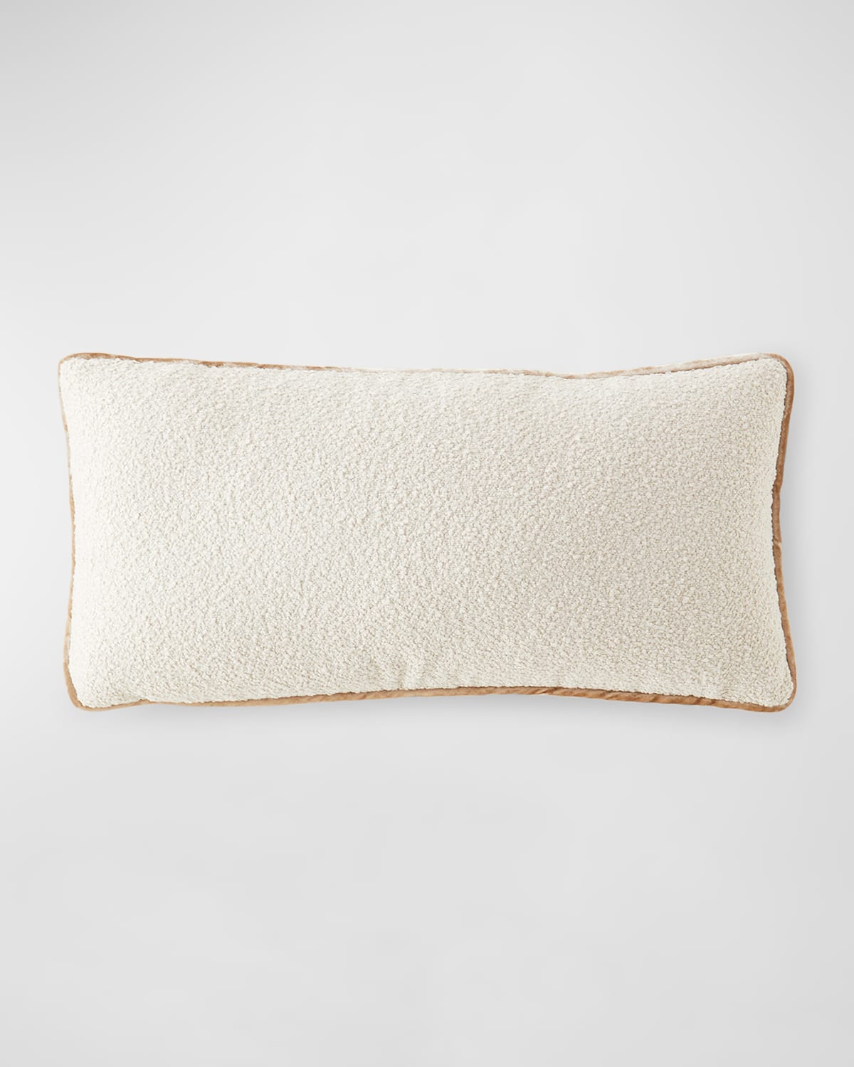 Tl At Home Boucle Pillow With Velvet Cord Edge, 12" X 25" In Ivory/aluminum