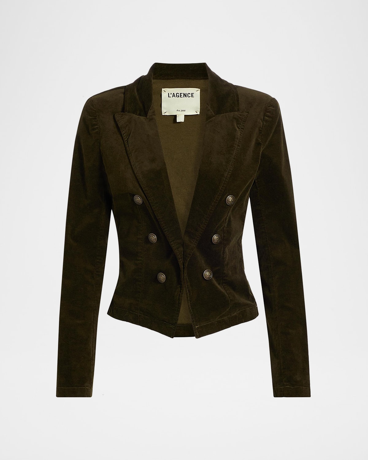 L'agence Wayne Cropped Velvet Jacket In Brown