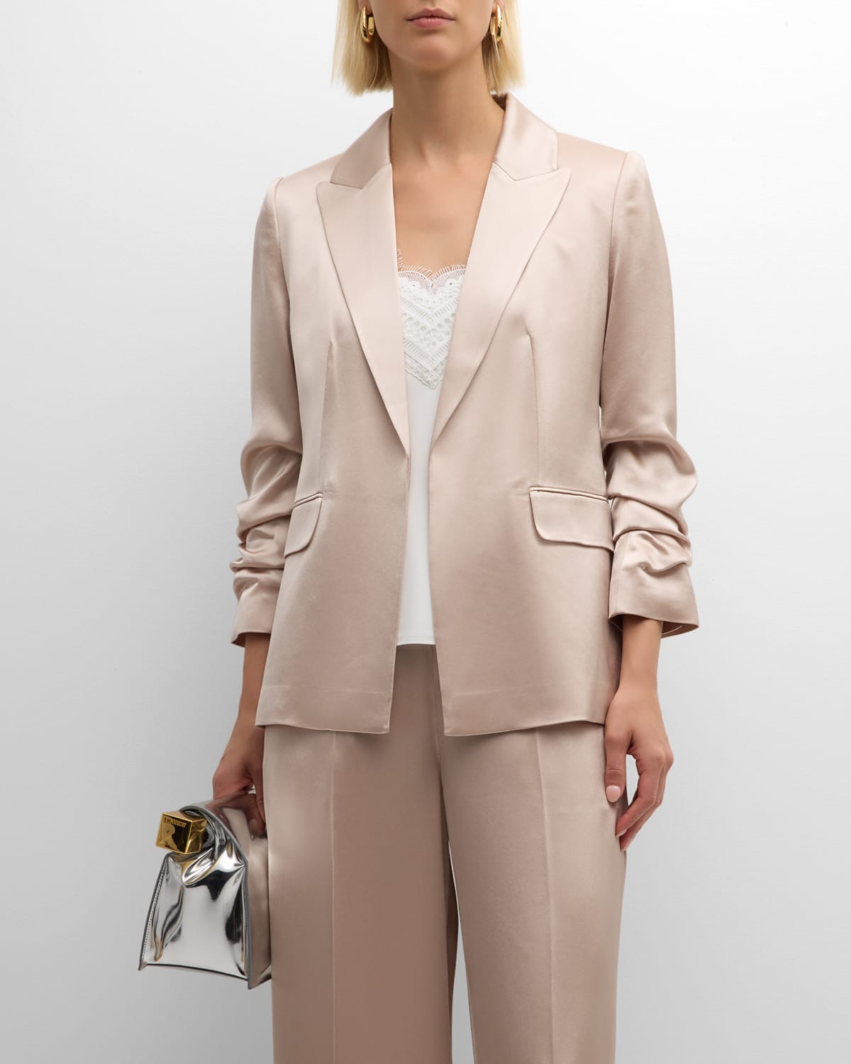 The Ashlynn Ruched Open-Front Jacket