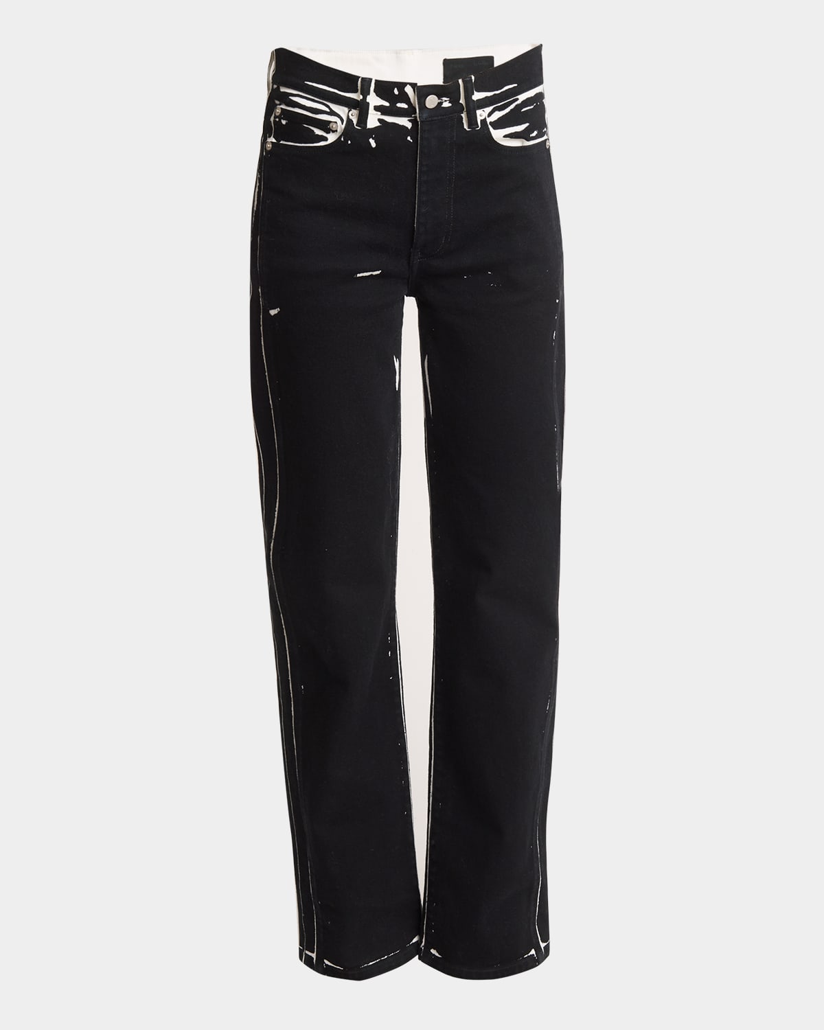 Shop Proenza Schouler Ryman Printed Straight Leg Jeans In Black Multi