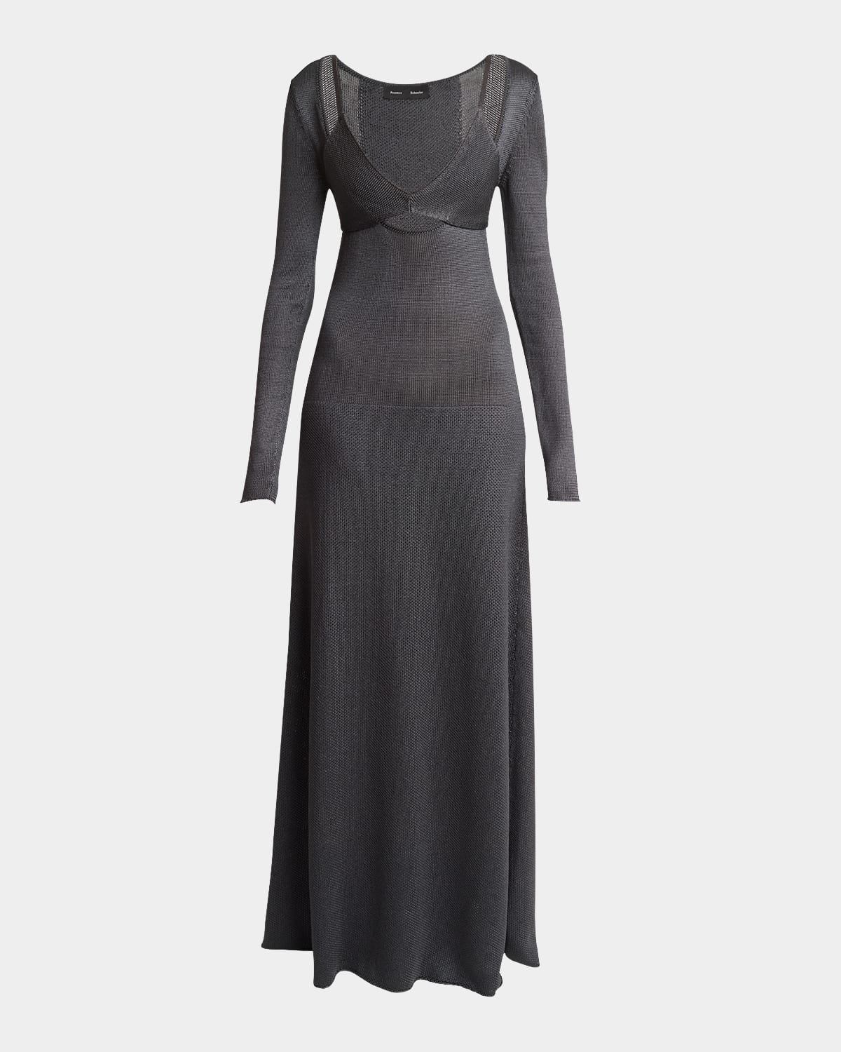 PROENZA SCHOULER NALANI DEEP V-NECK LACQUERED VISCOSE MAXI DRESS 