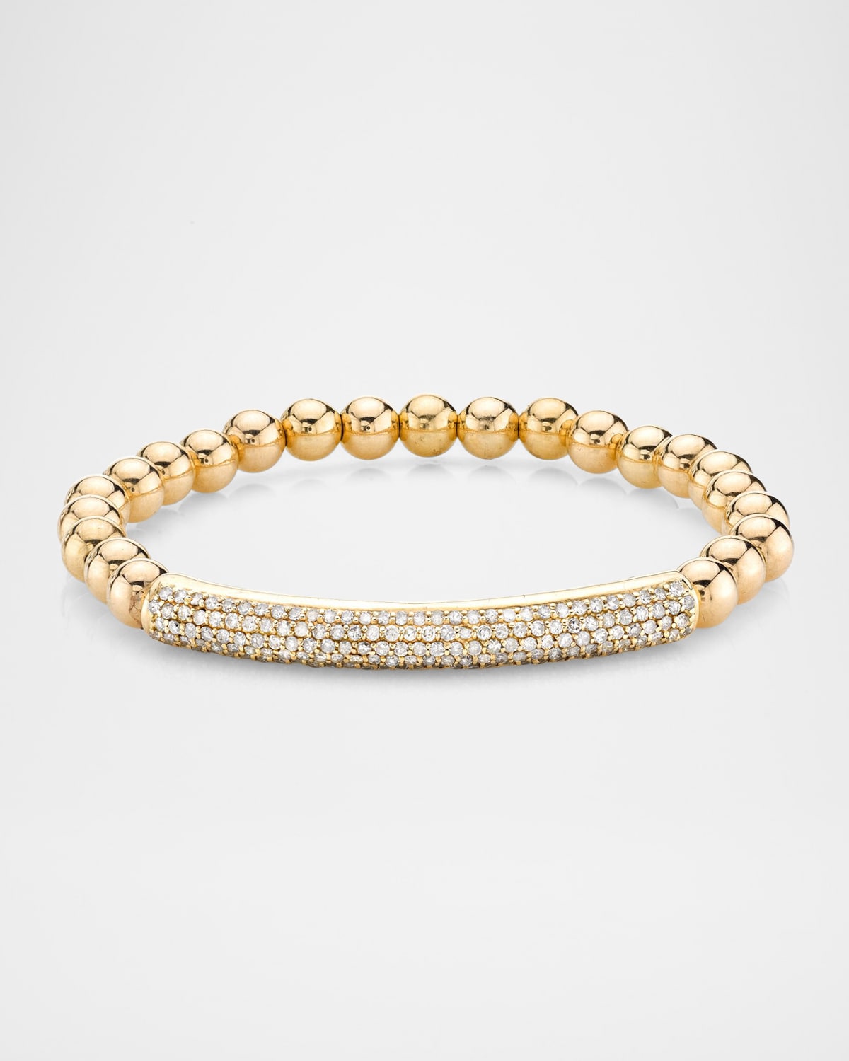 Sheryl Lowe 14K Yellow Gold 6MM Diamond Pave Tube Bead Bracelet