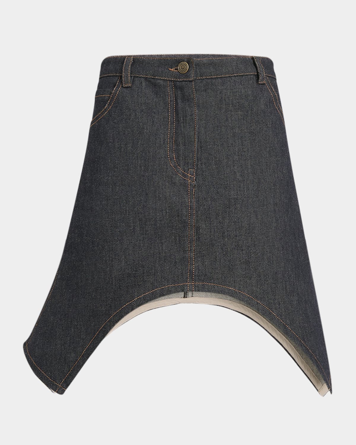 Courrèges Reversed Arch Denim Mini Skirt In Dark Heather Grey