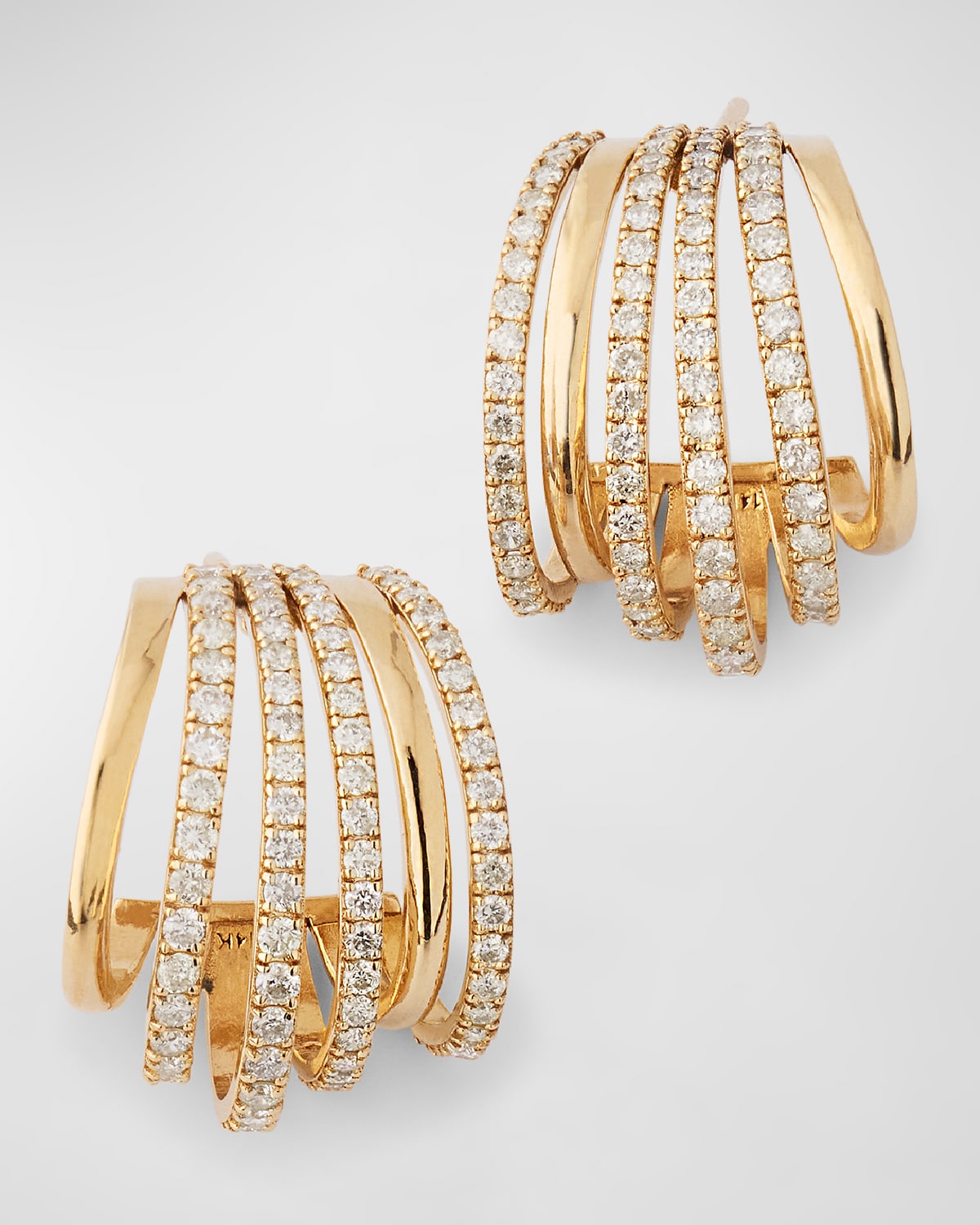14K Yellow Gold Diamond Huggie Earrings