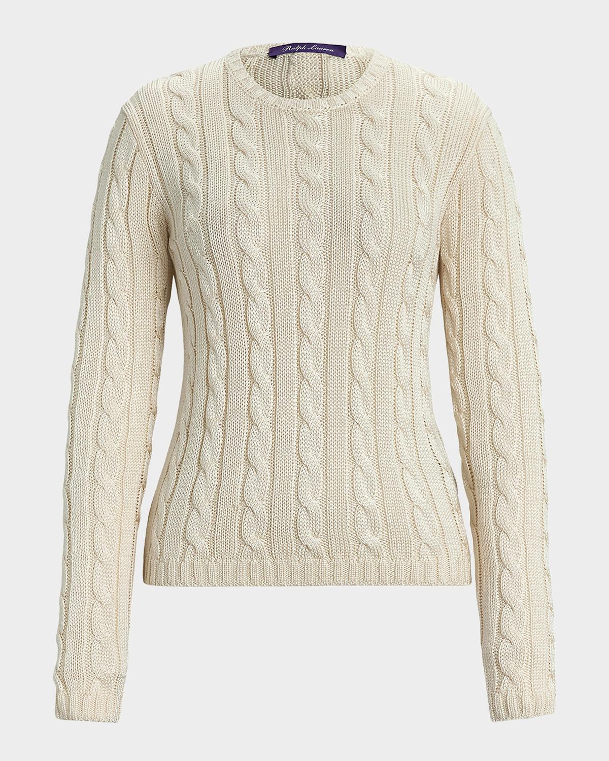 Cable Silk Knit Fitted Sweater