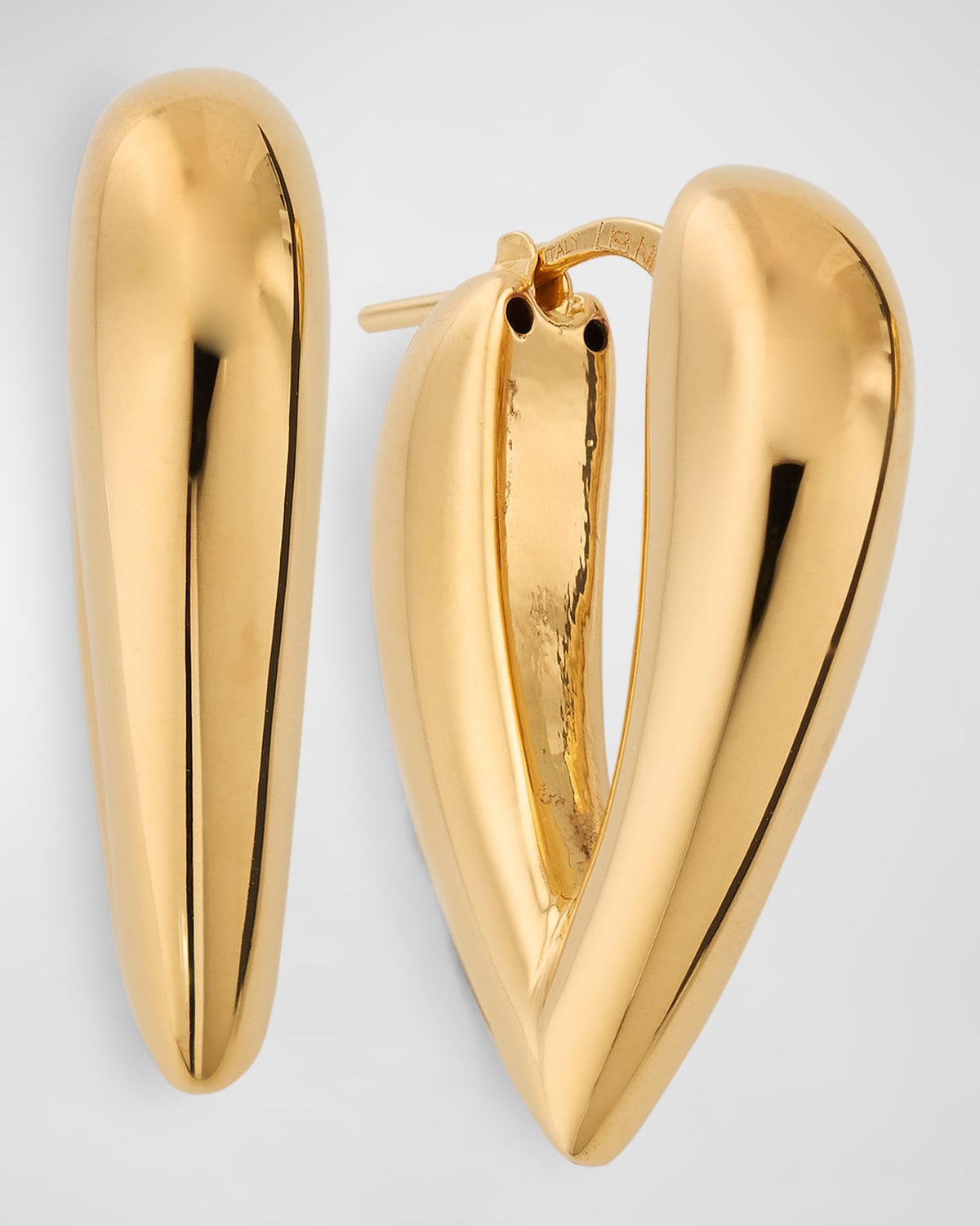 Golden Dreams 18K Yellow Gold V-Shape Hoop Earrings