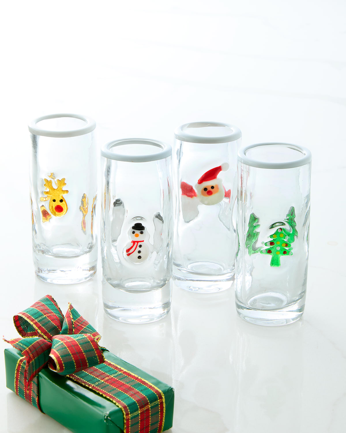 Neiman Marcus Holiday Shot Glasses, Set Of 4 In Multi