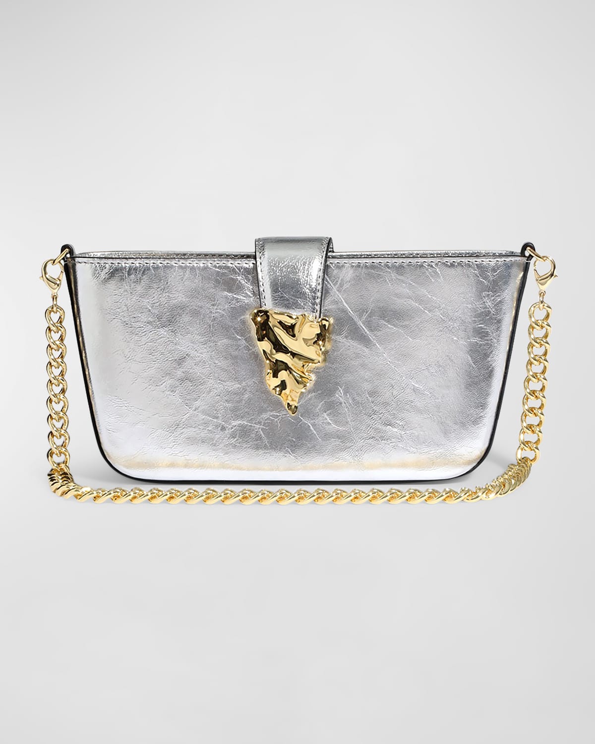 ALEXIS BITTAR THE CRUMPLE CONVERTIBLE METALLIC LEATHER CROSSBODY BAG 