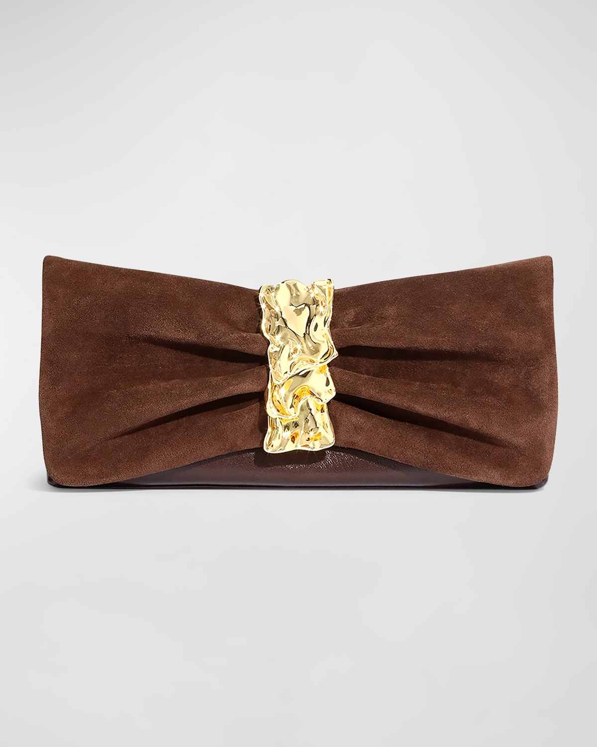 Golden Ribbon Convertible Suede Shoulder Bag