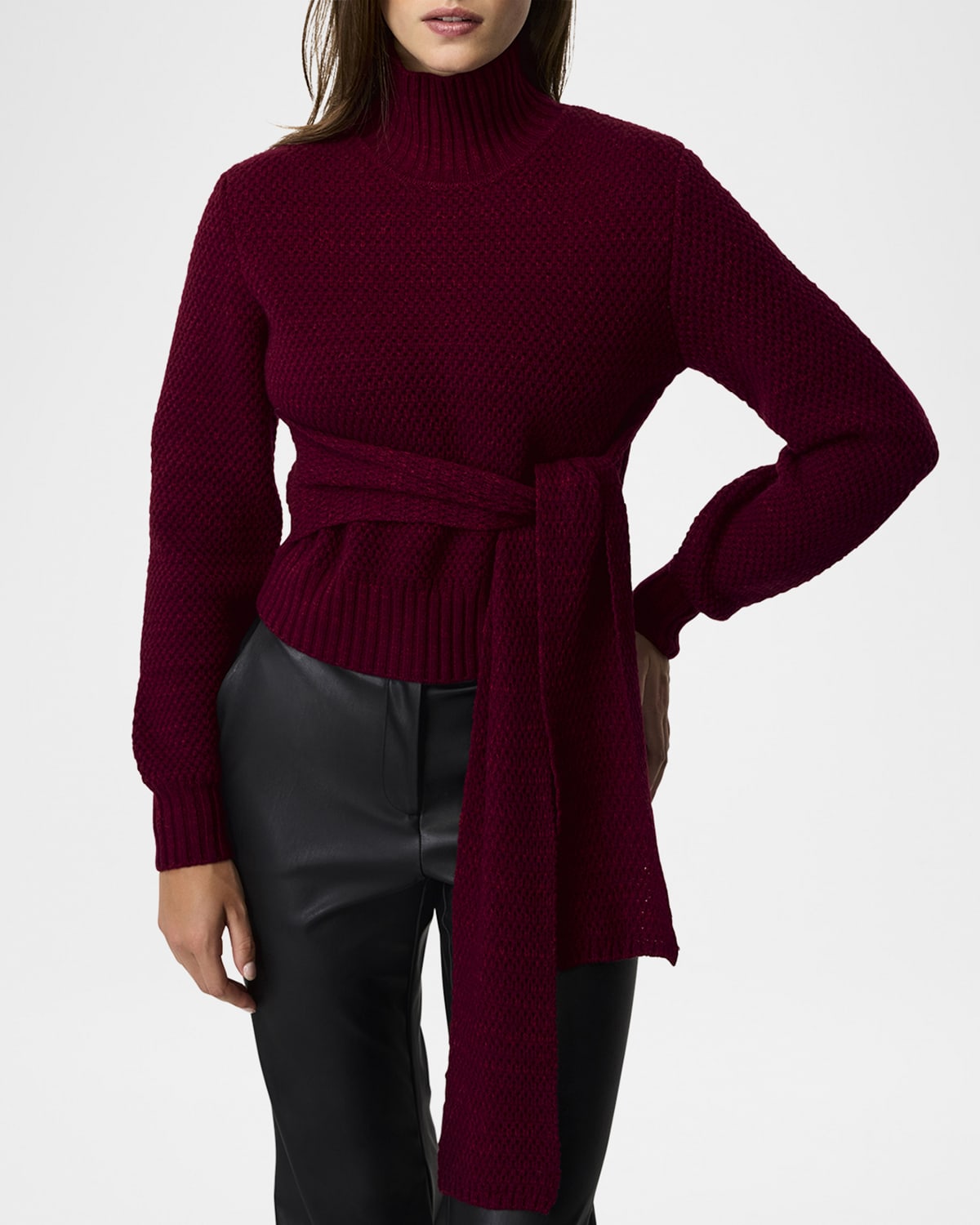 Aspen Wool and Cashmere Tie-Front Turtleneck Sweater