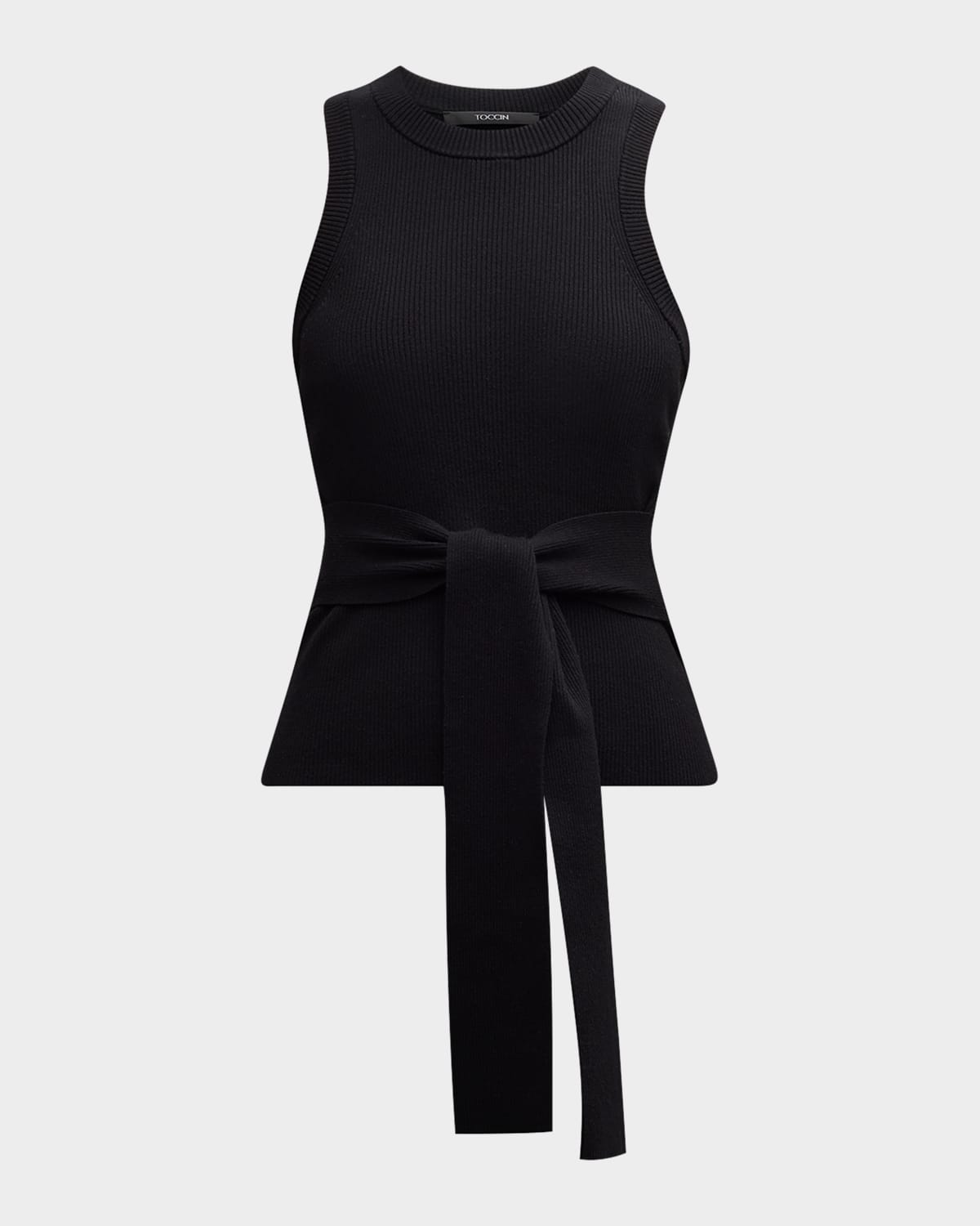 Toccin Molly Sleeveless Racerback Tie-front Top In Jet