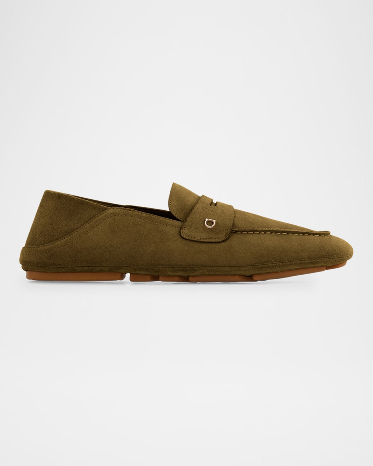Ferragamo Gancini Loafers In New Olive
