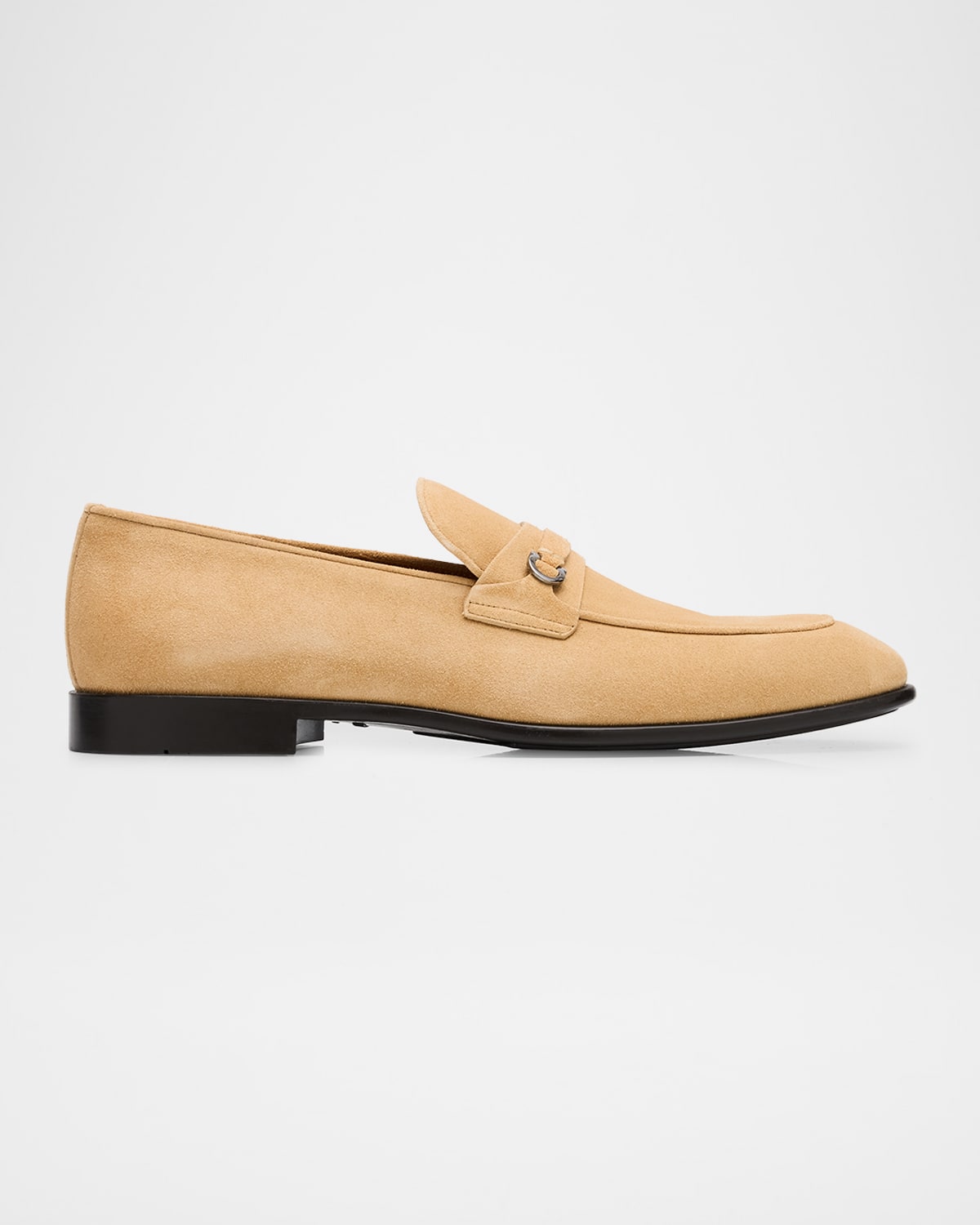 Ferragamo Men's Desio Suede Gancio Penny Loafers In Dune